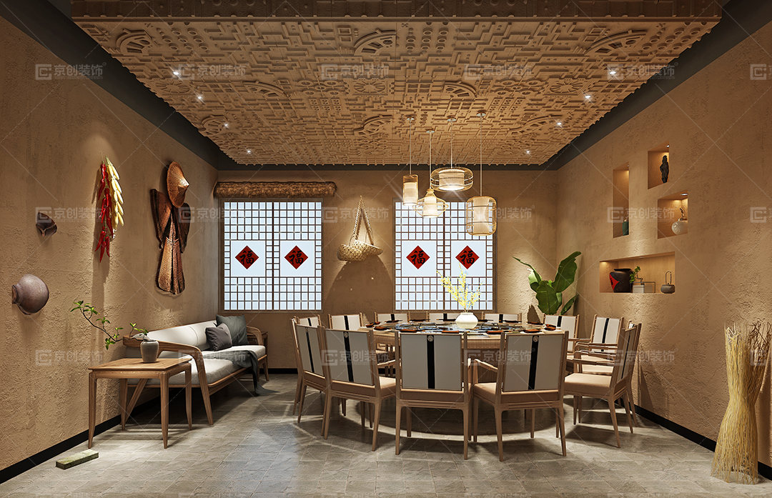 农家特色地锅鸡餐厅设计京创装饰设计作品欣赏