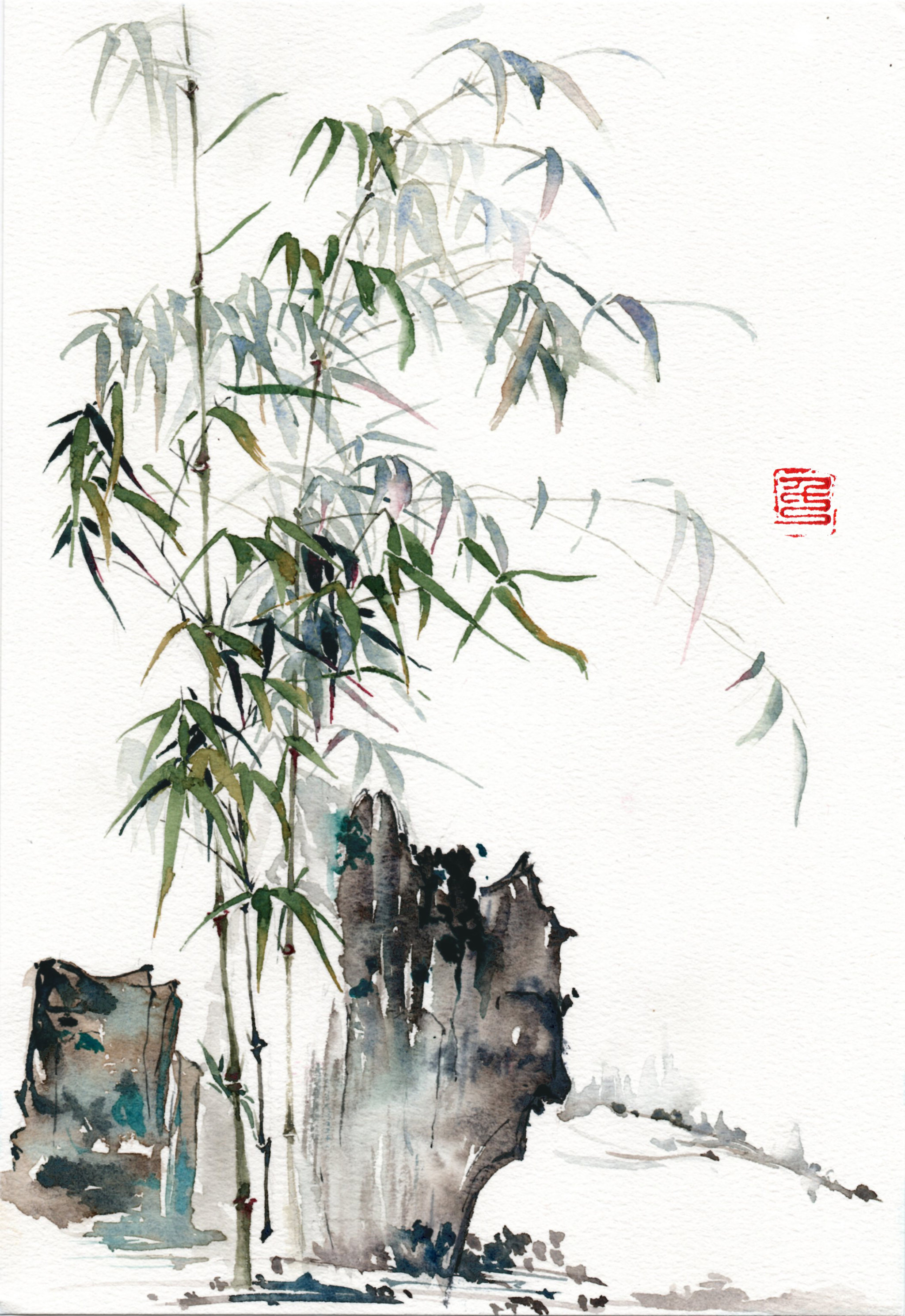 水彩竹子的画法图片