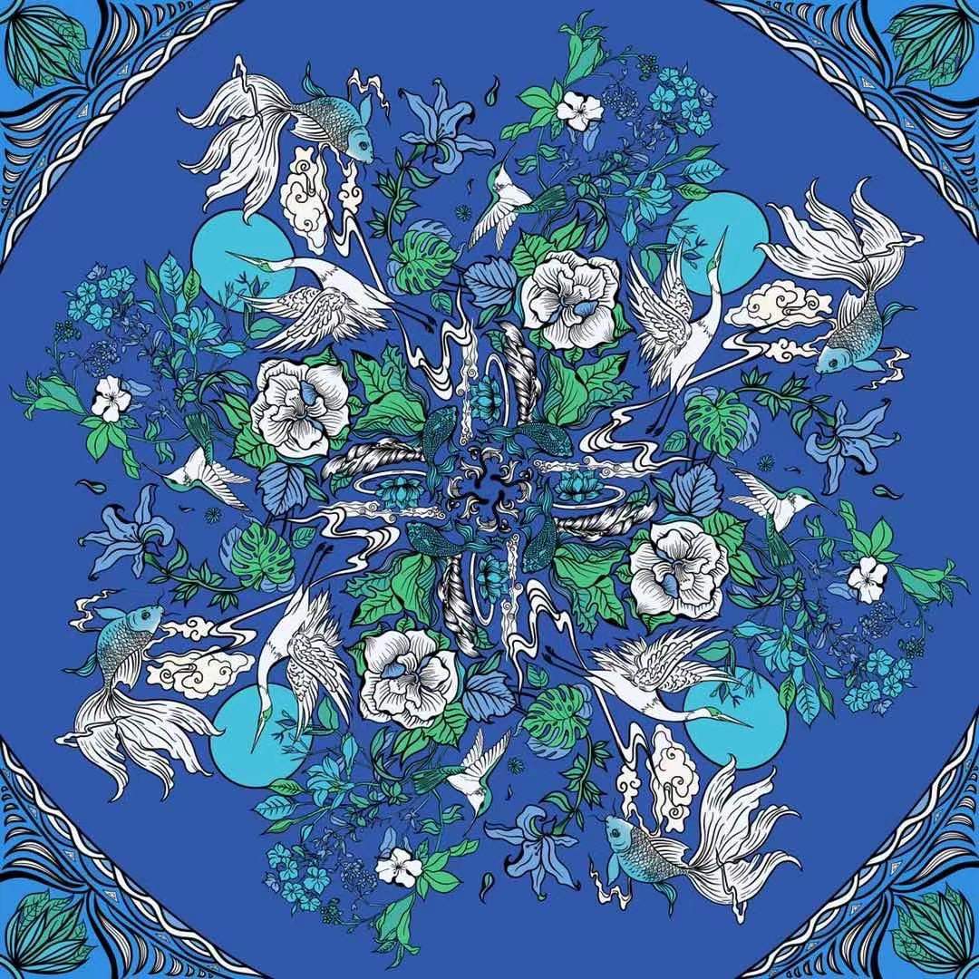 春暖花开丝巾纹样