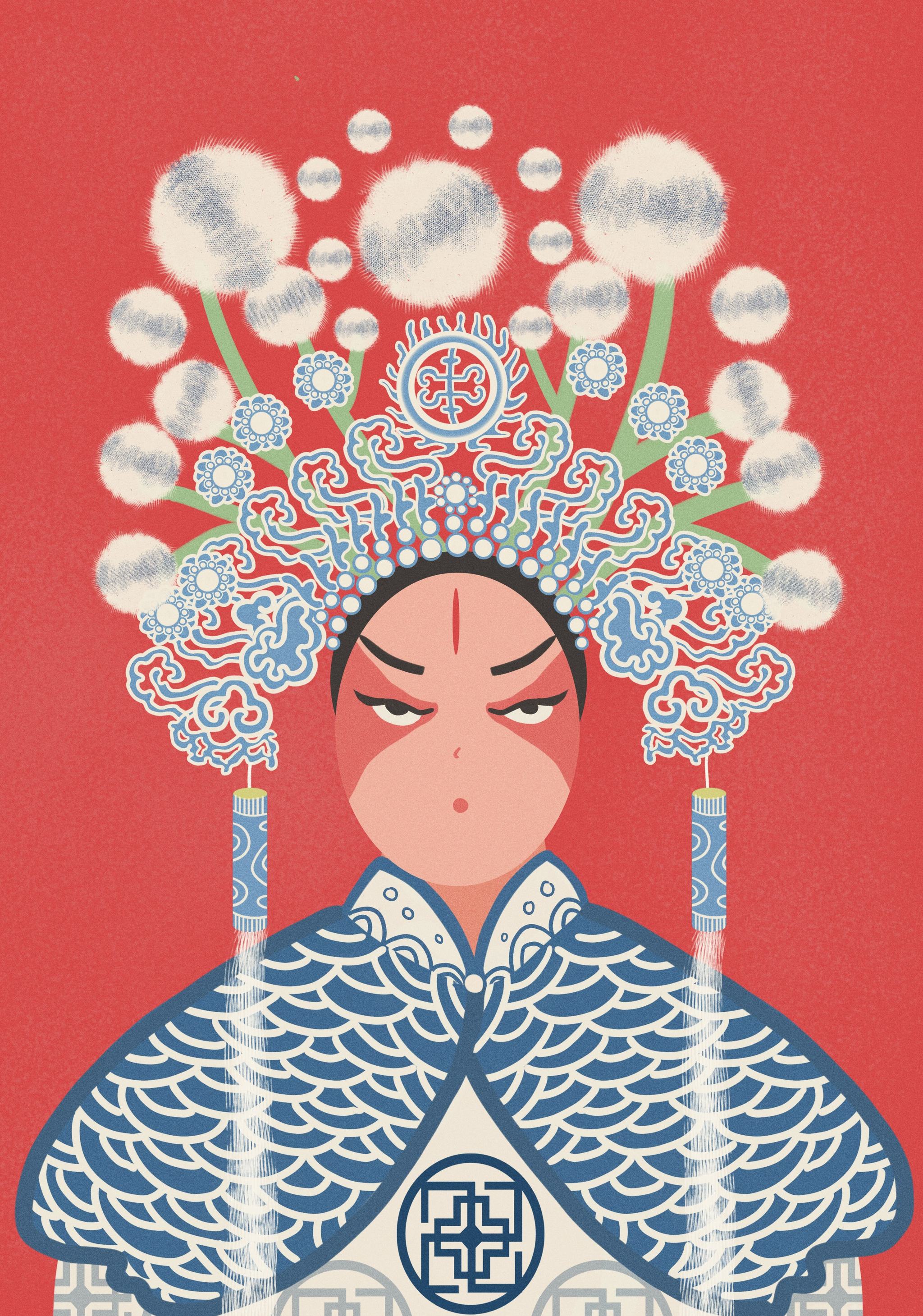 国潮风插画系列旦