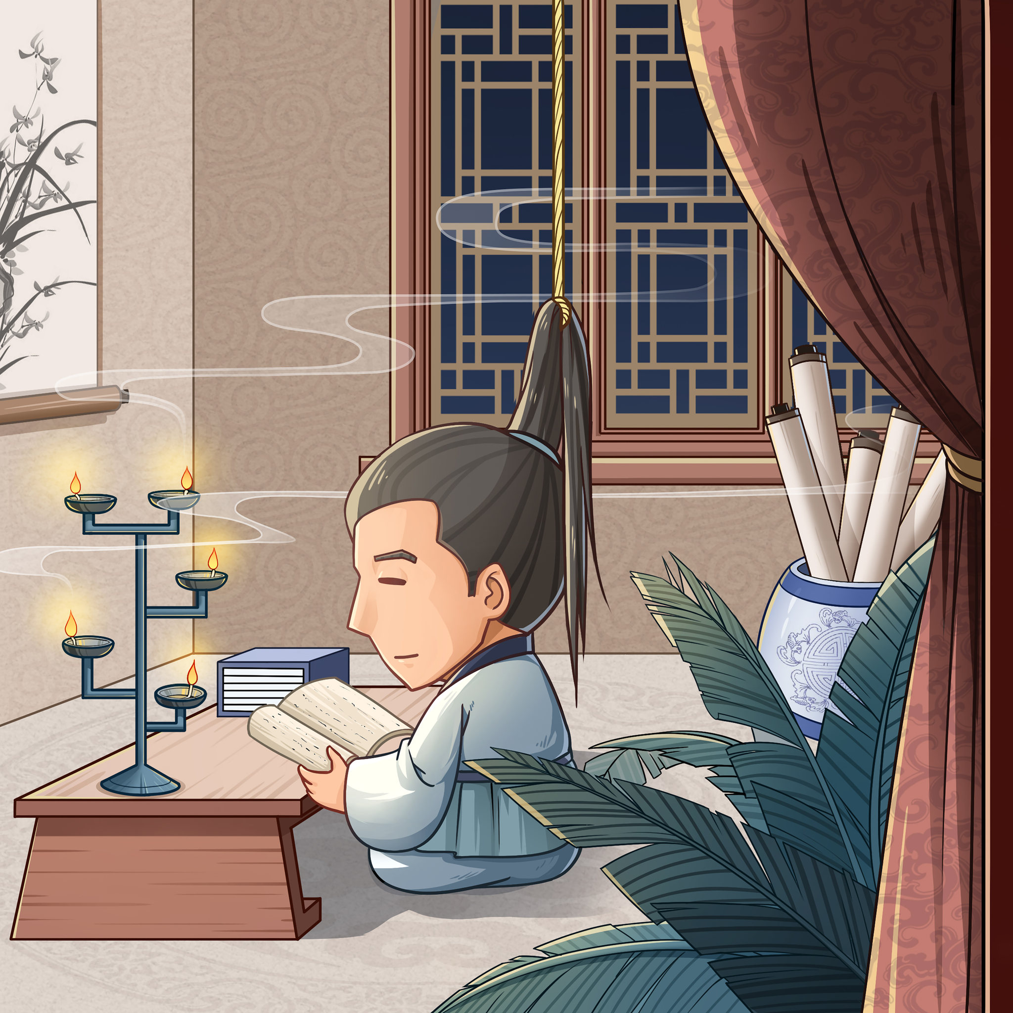 1,悬梁刺股的主人公是两个人,这其实是由两个故事组成的,"头悬梁"是