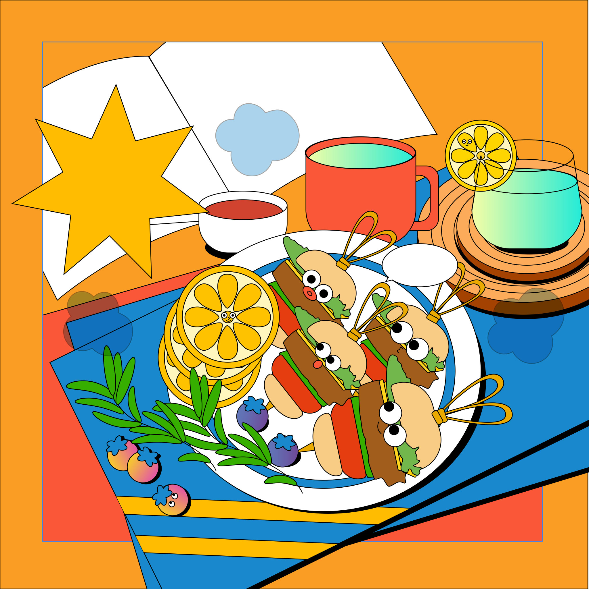 食物孟菲斯插画