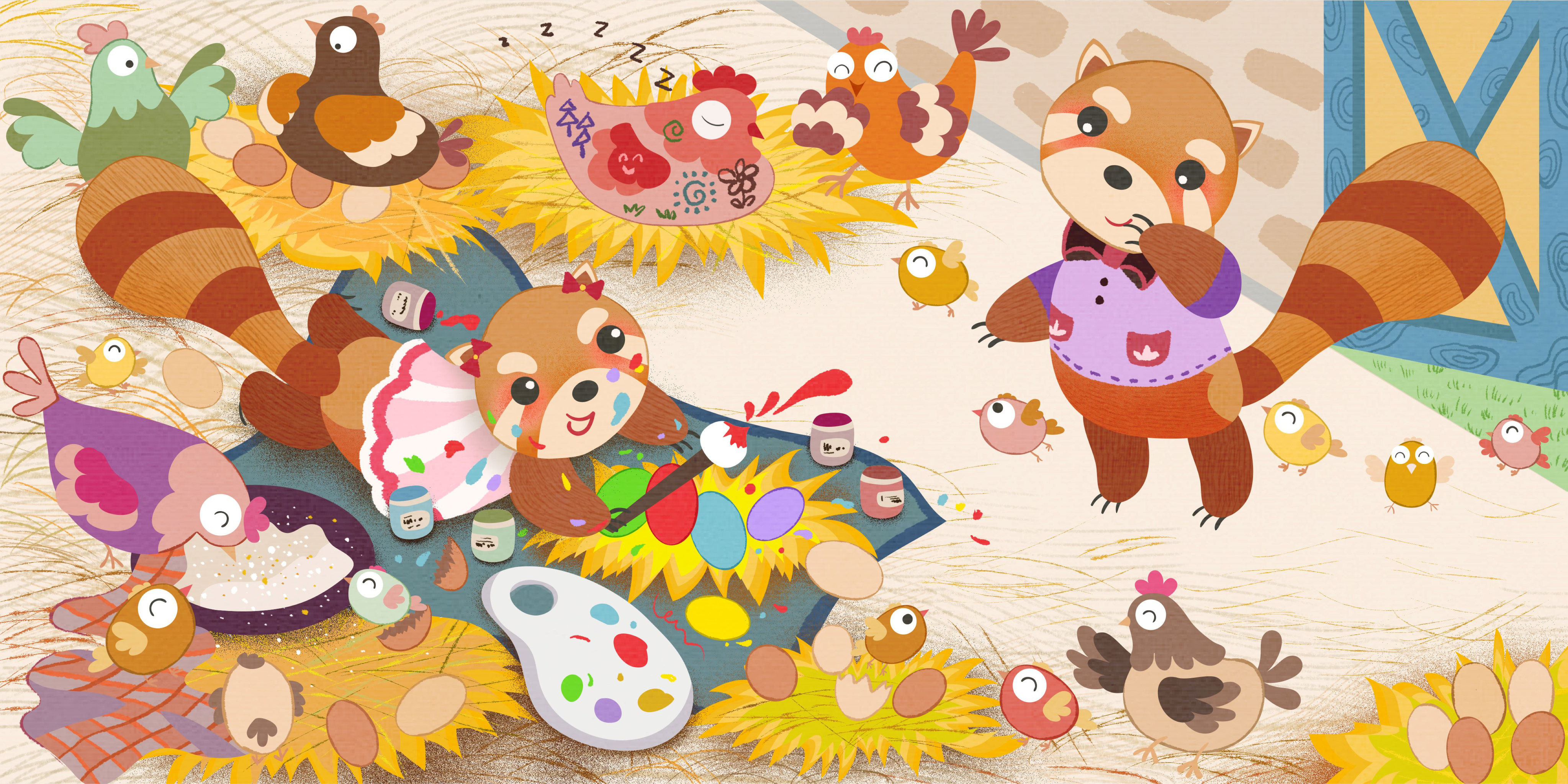 儿童插画—鸡窝里发生的有趣故事