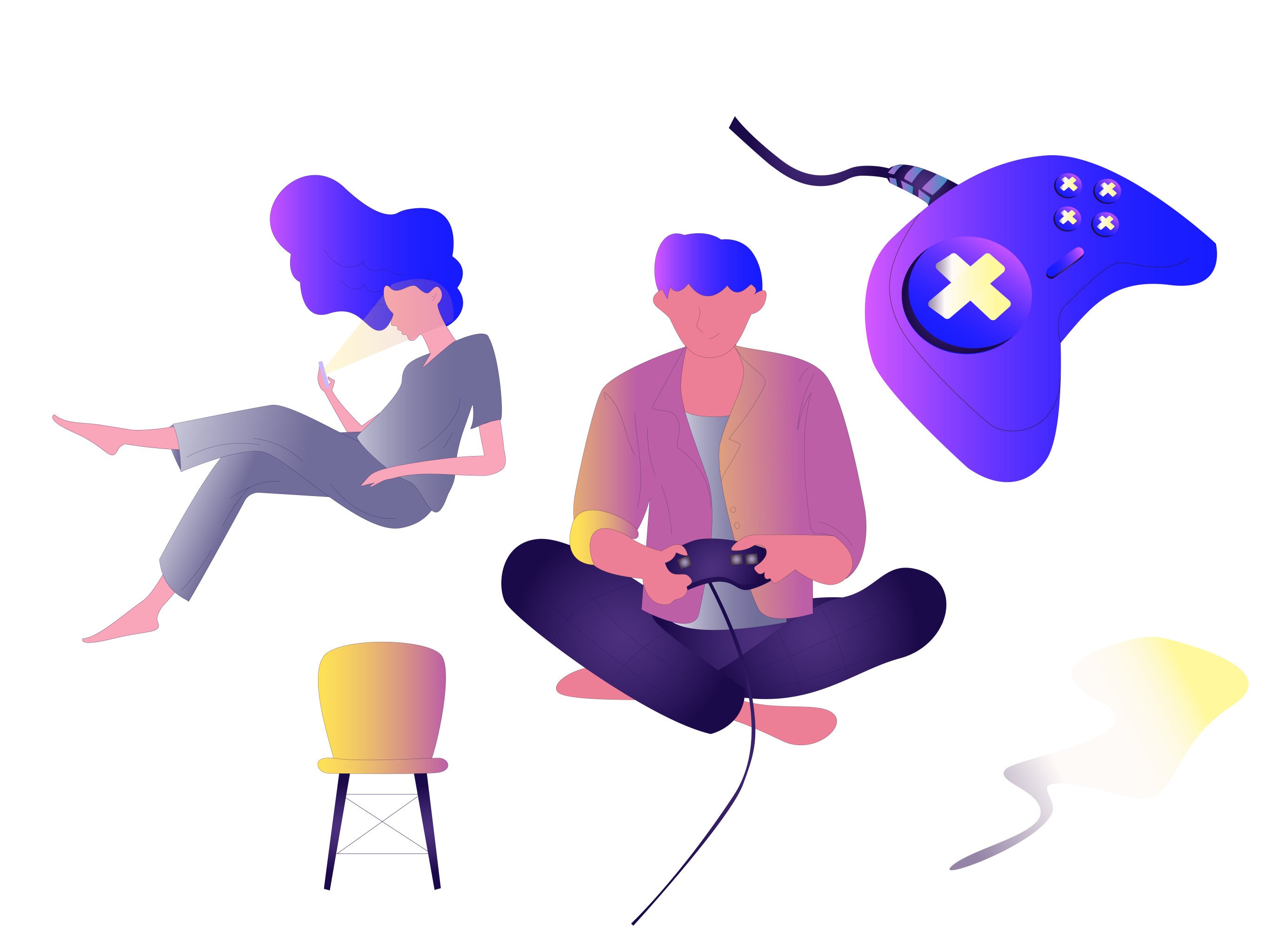 周末宅家玩游戏玩手机宅男宅女家里蹲