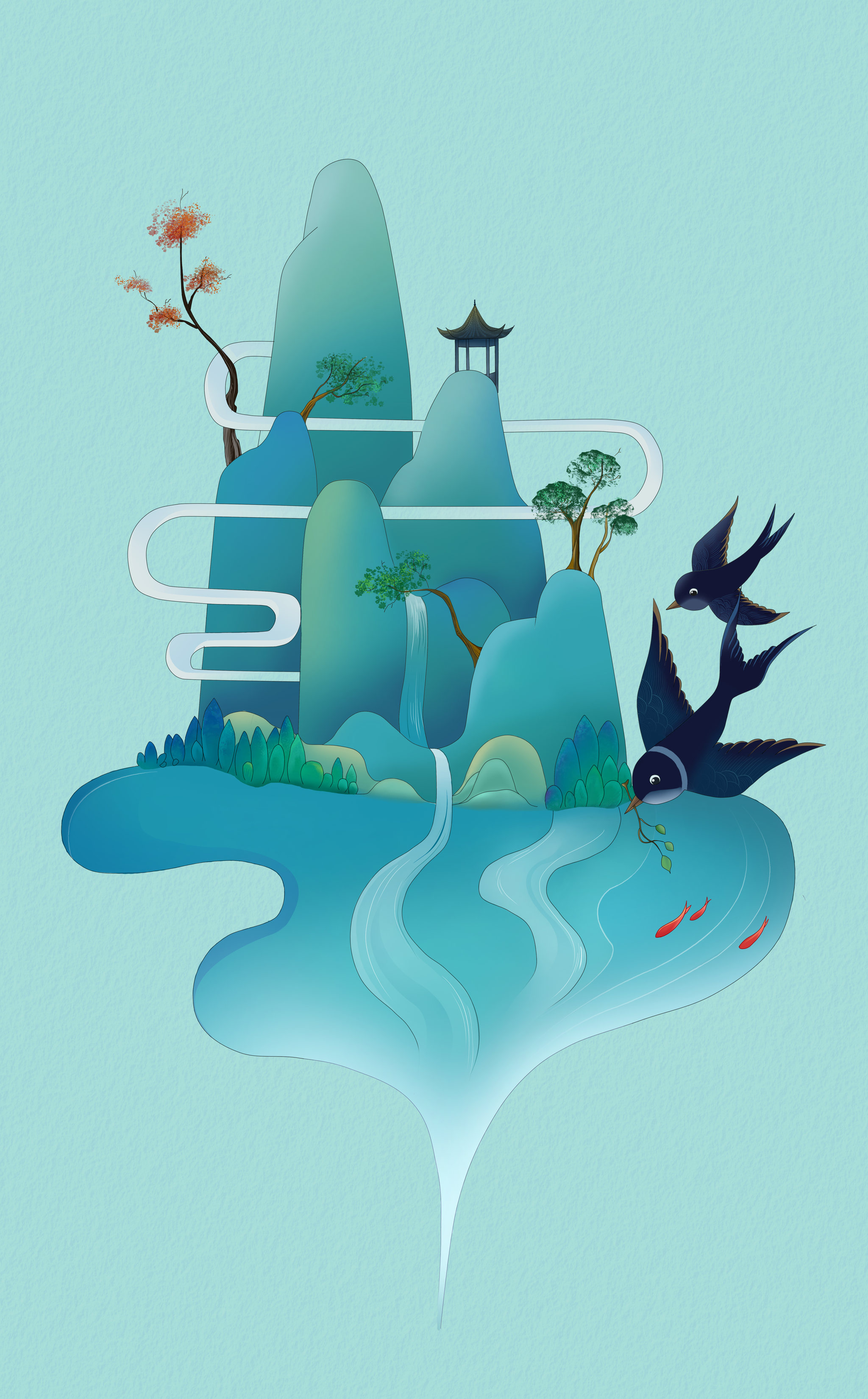 清明节唯美插画