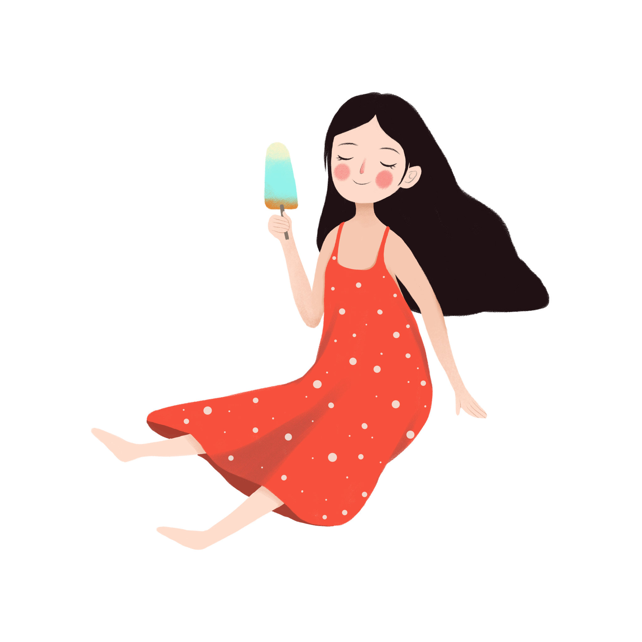 手绘卡通夏季吊带女孩插画元素png