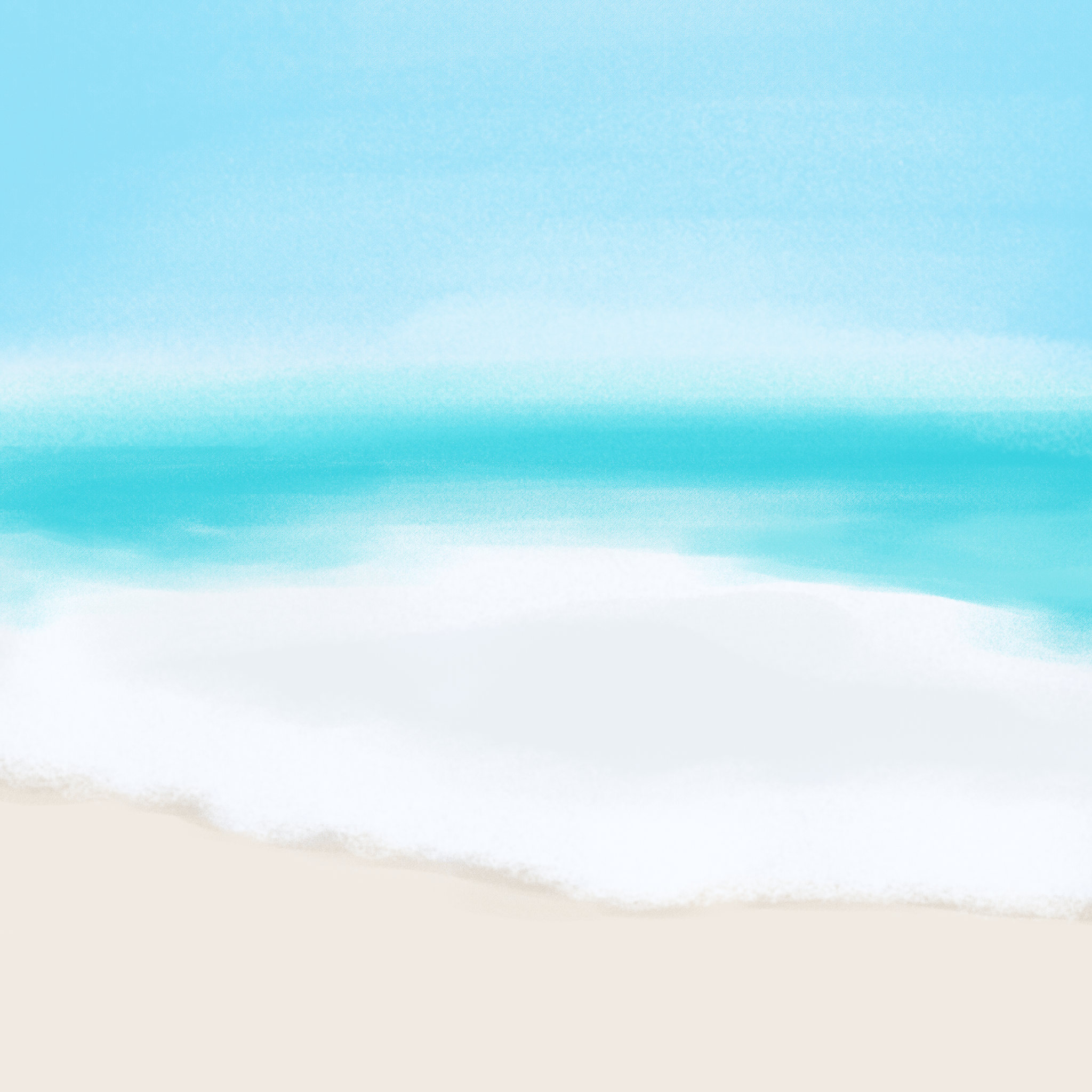 手绘晴天海边沙滩风景插画元素