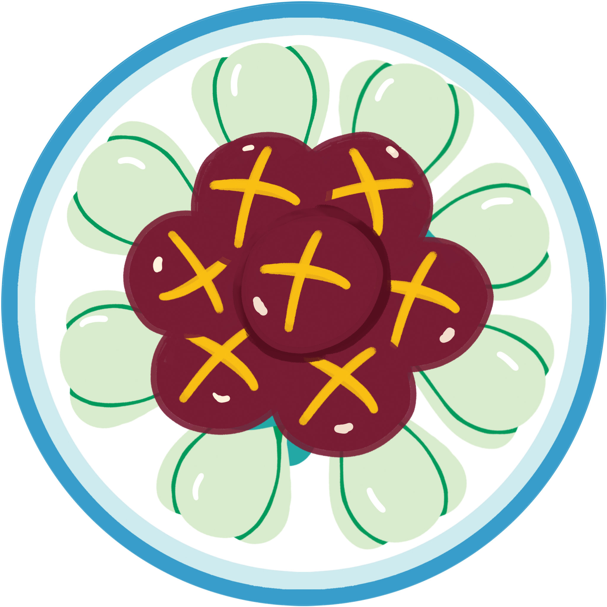 香菇炒油菜菜谱食谱扁平插画