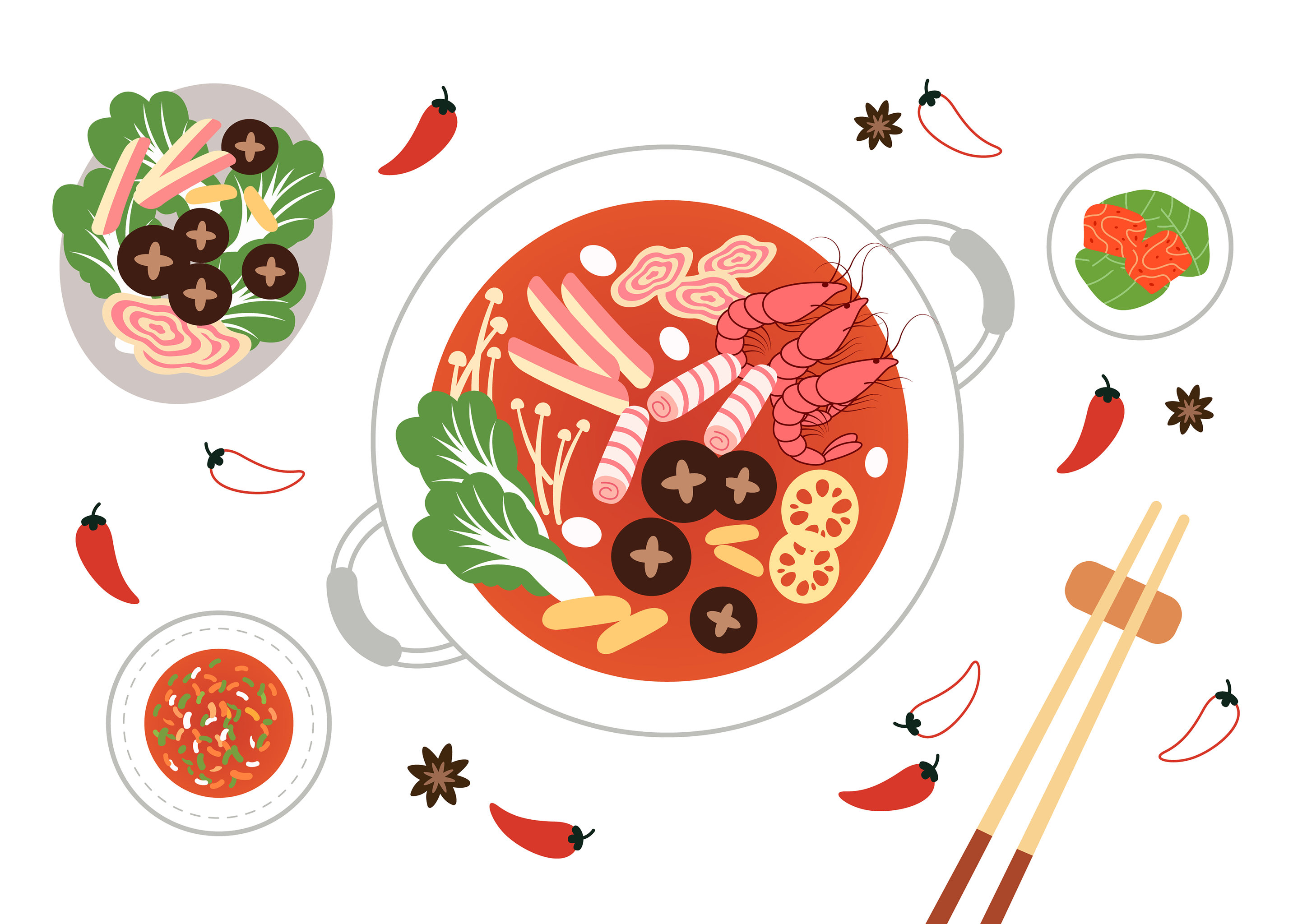 火锅美食插画海报