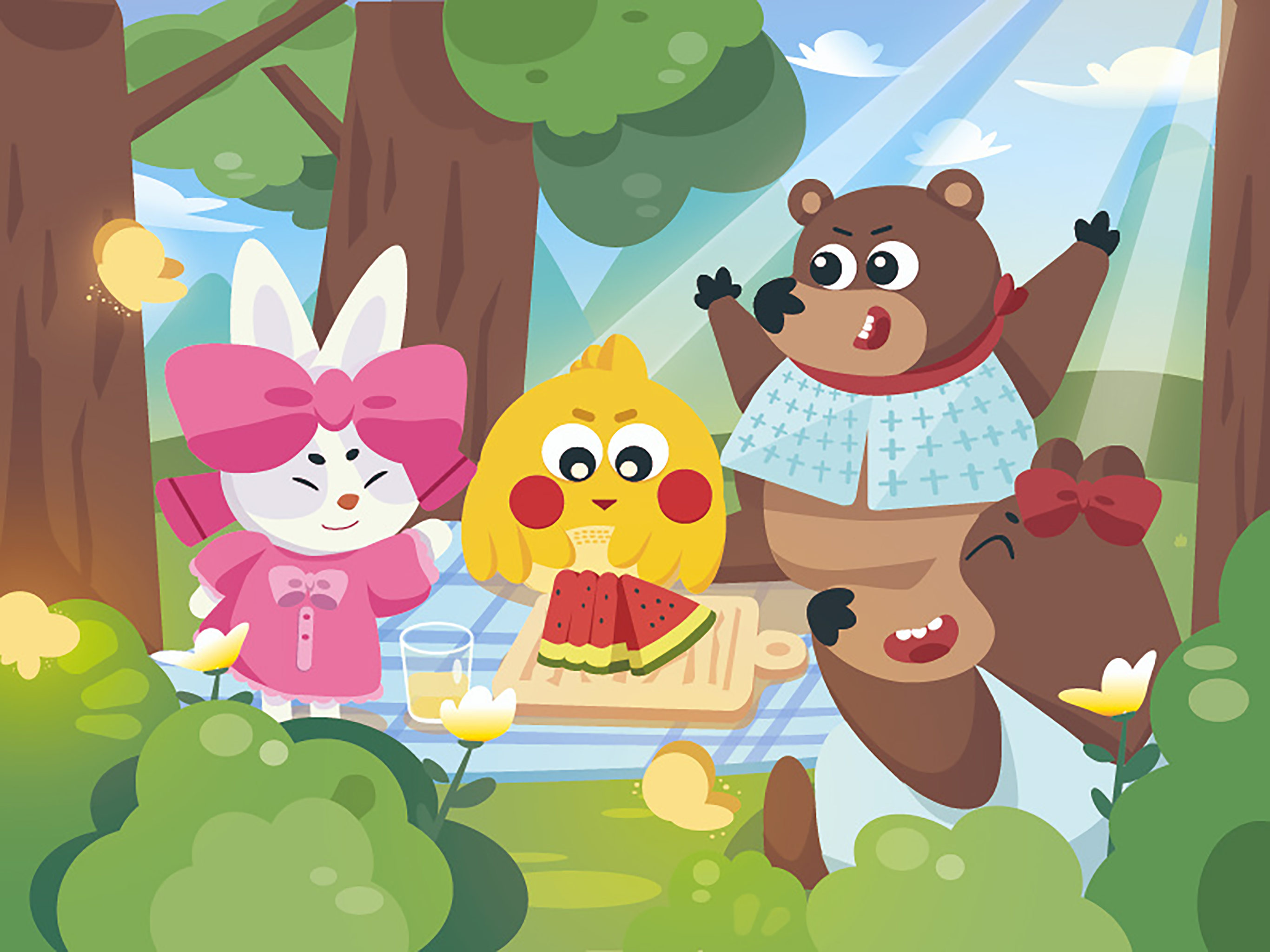 儿童插画森林野餐