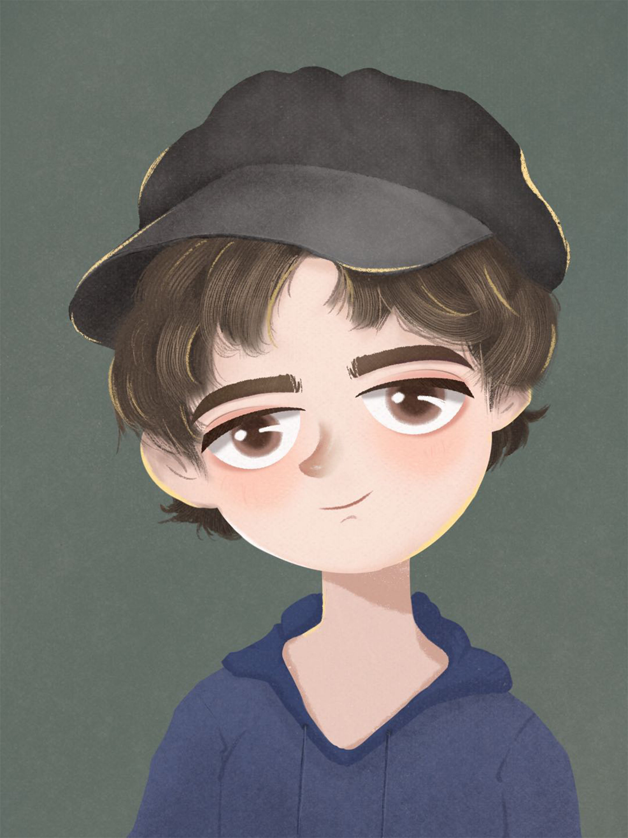 复古风格人物插画半身头像