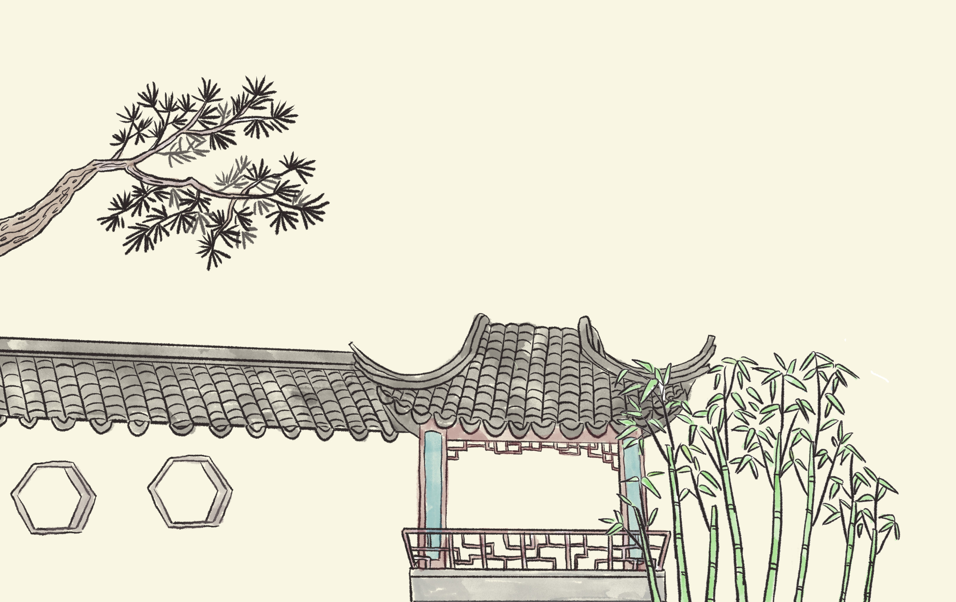 水墨风的江南园林
