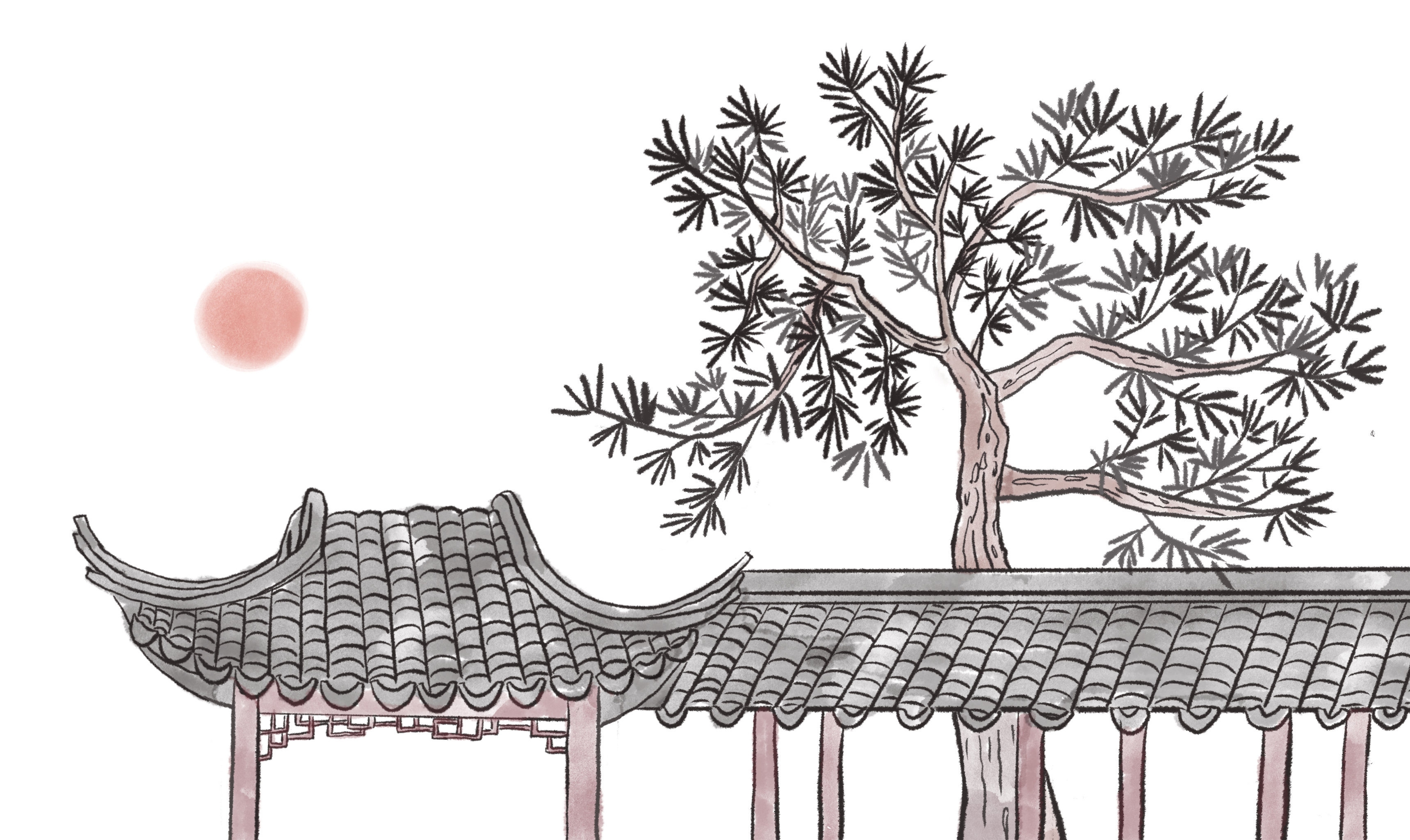 江南园林的松树