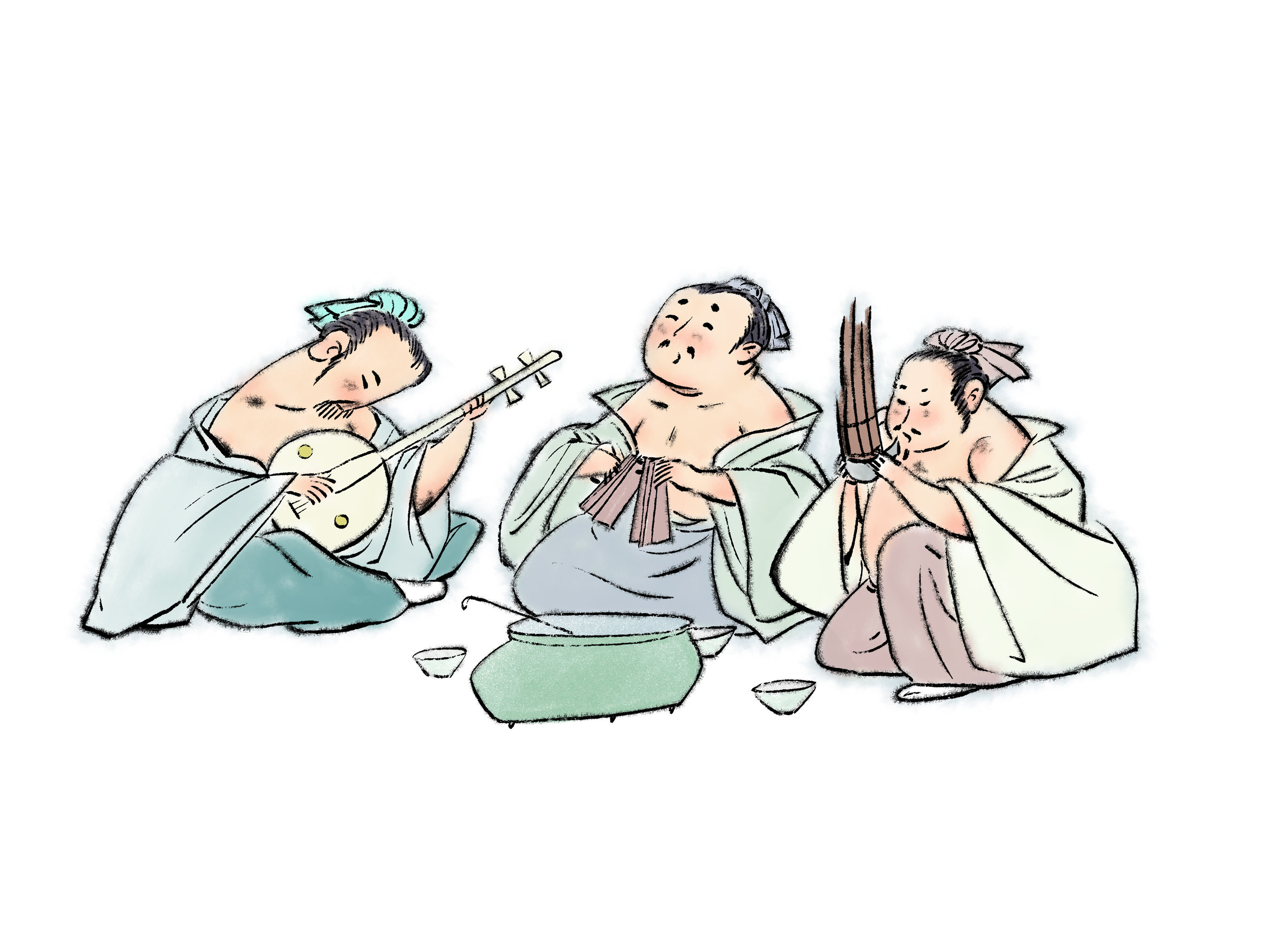 接着奏乐接着舞快乐古人演奏插画