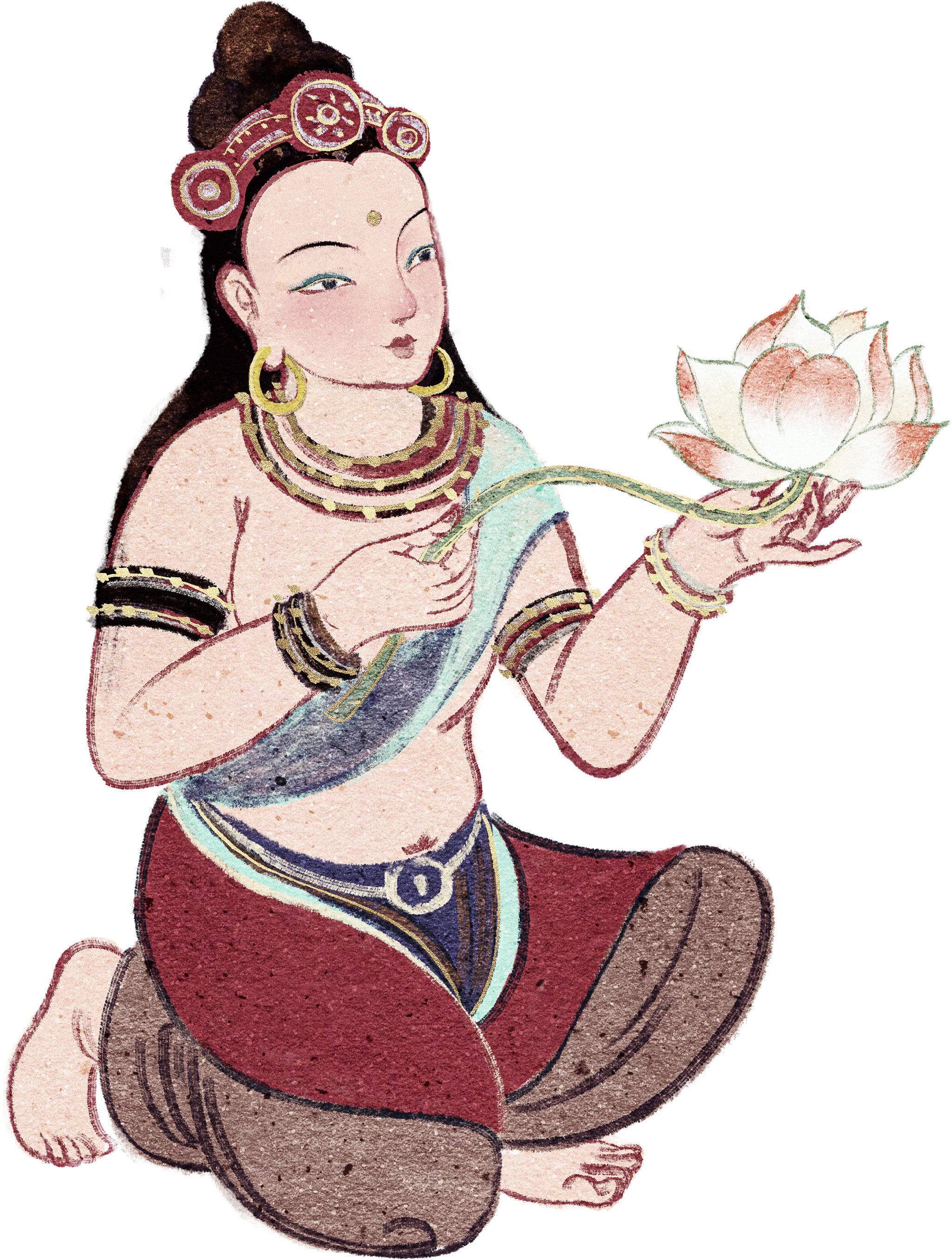 敦煌壁画菩萨元素 - 空山满 - 原创作品 - 视觉中国(shijueme)