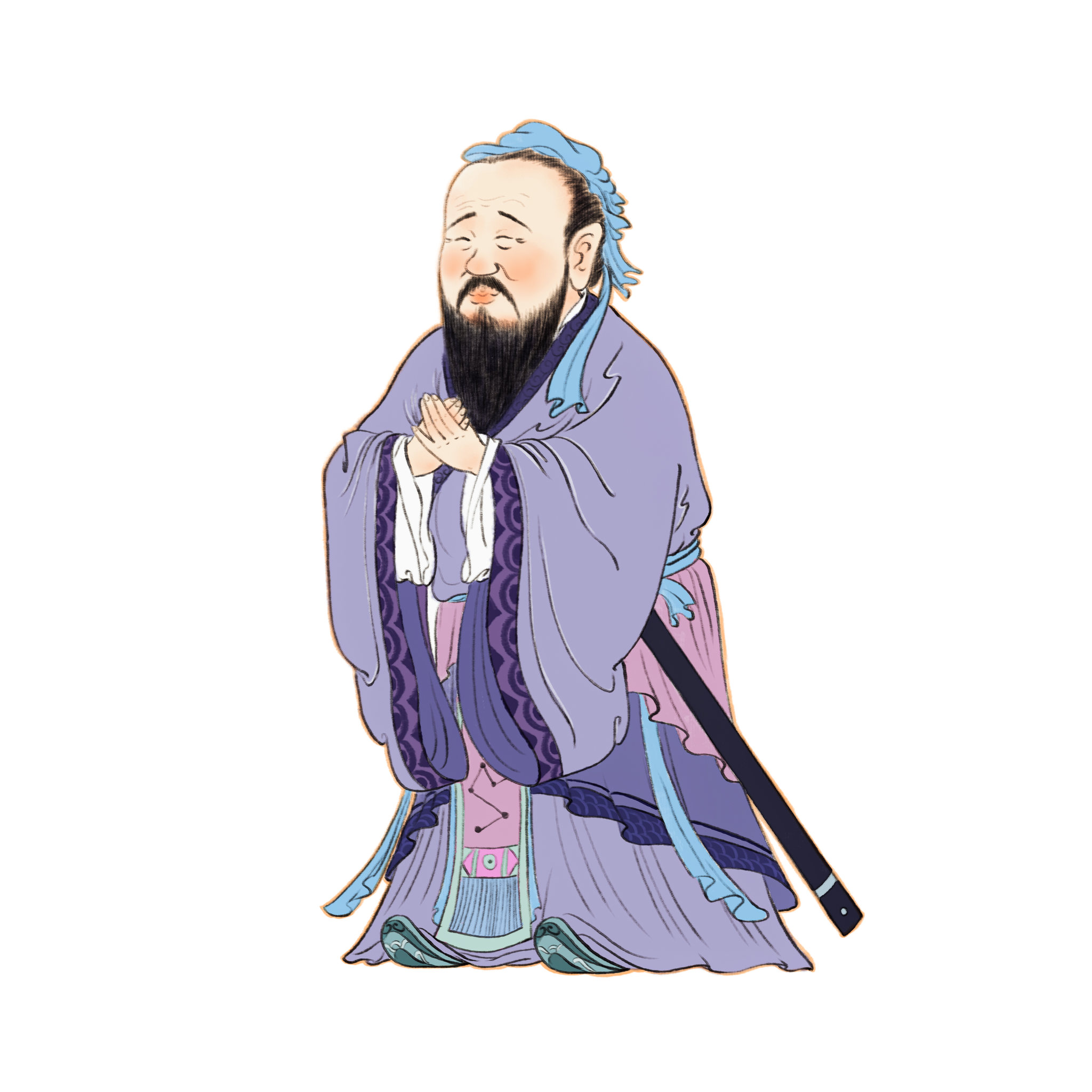 孔子全身像卡通儿童插画