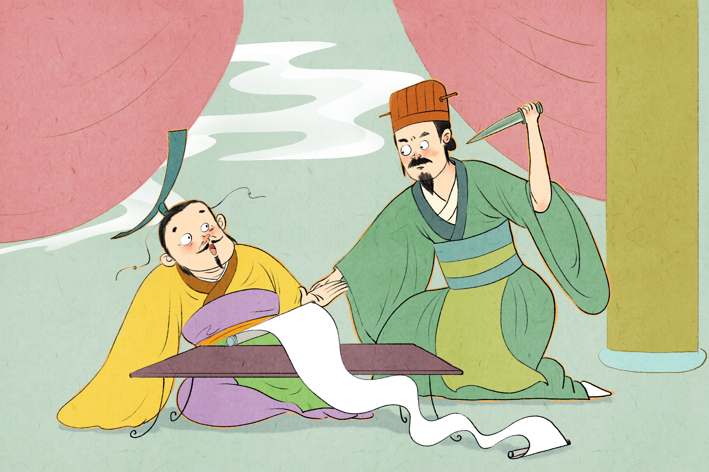 荆轲刺秦王古代成语故事儿童插画 - 空山满 - 原创作品 - 视觉中国(爱