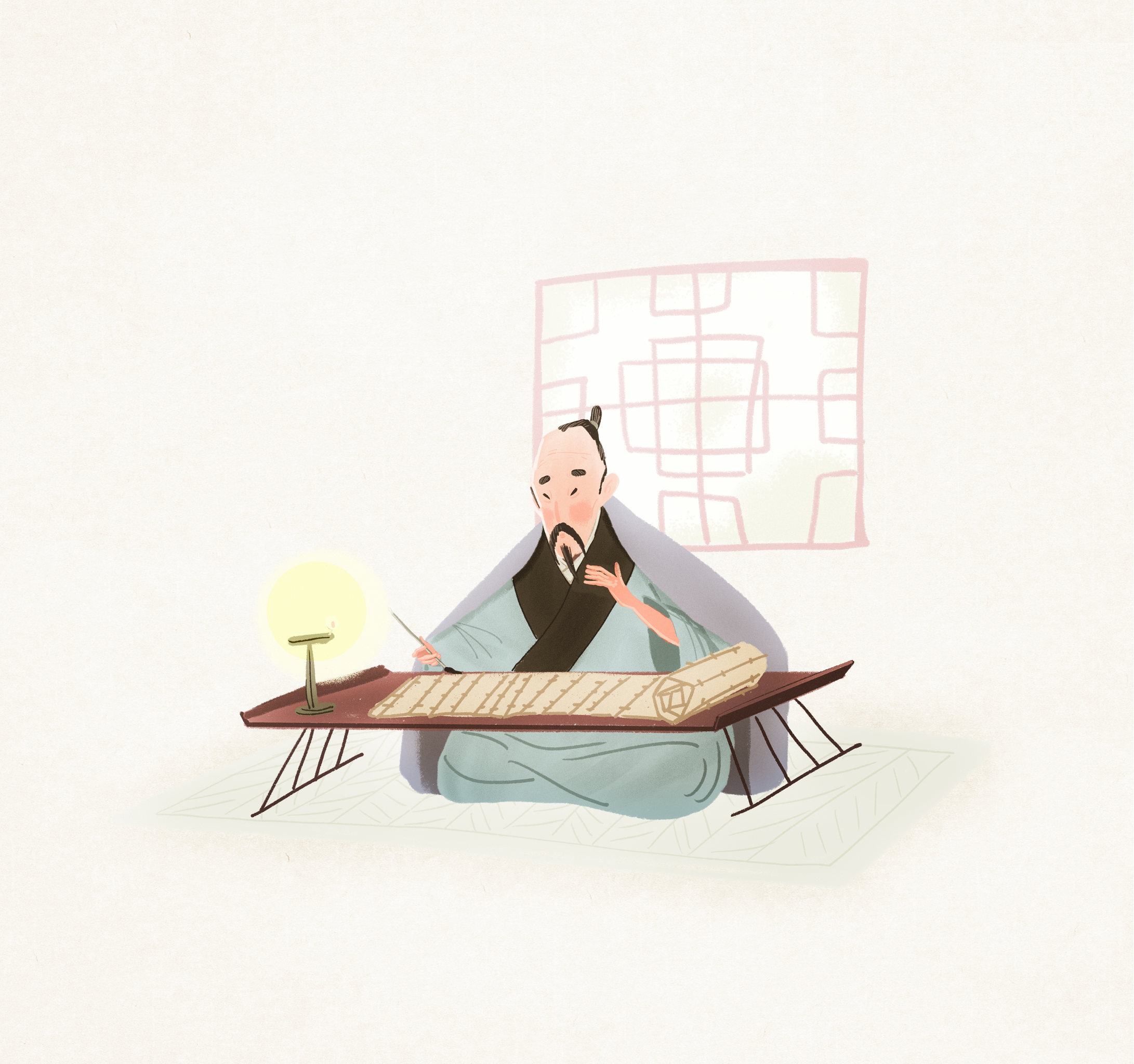 挑灯夜读的古人