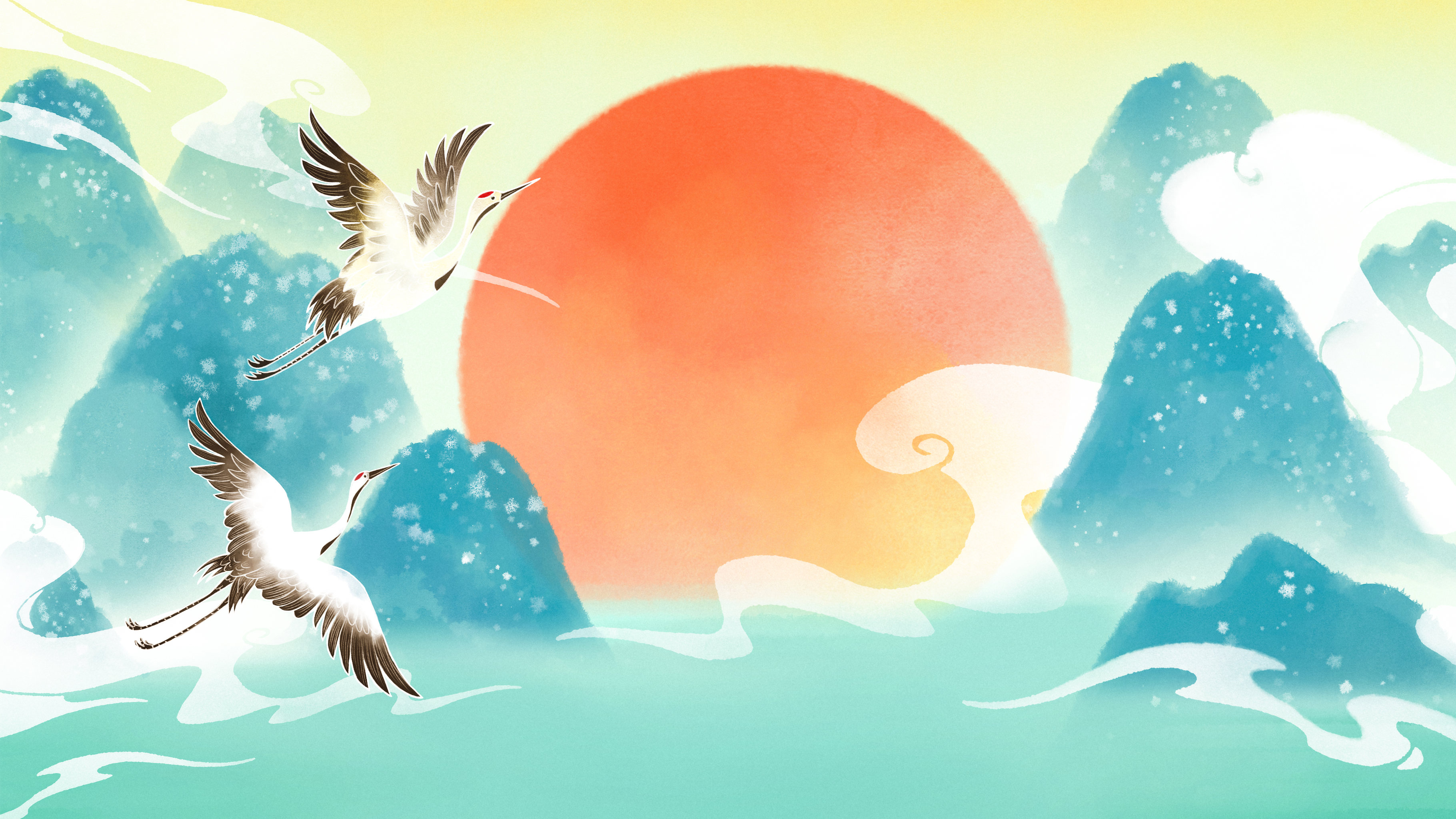 国潮风格背景插画