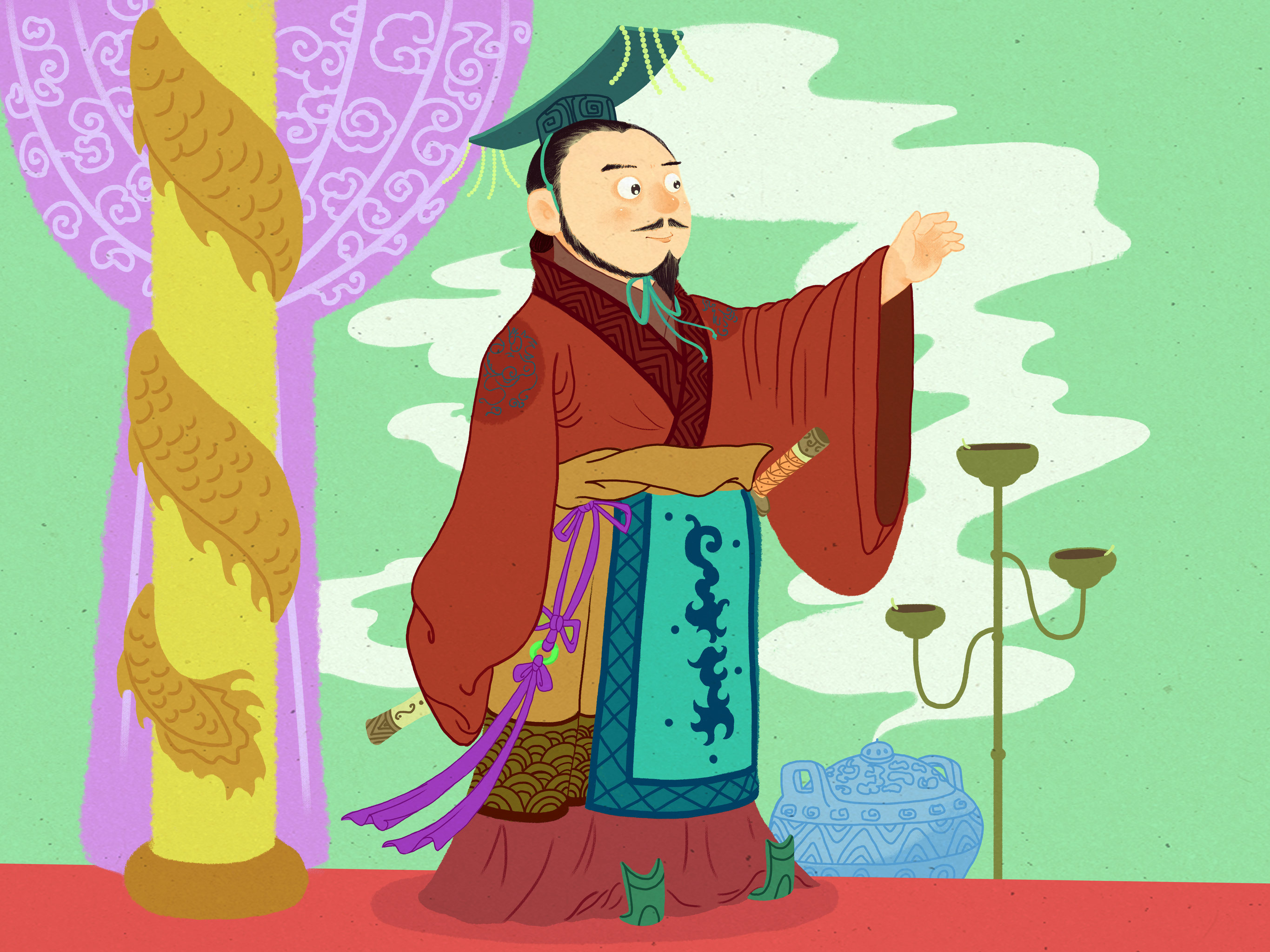 古人秦始皇皇帝国学节日插画