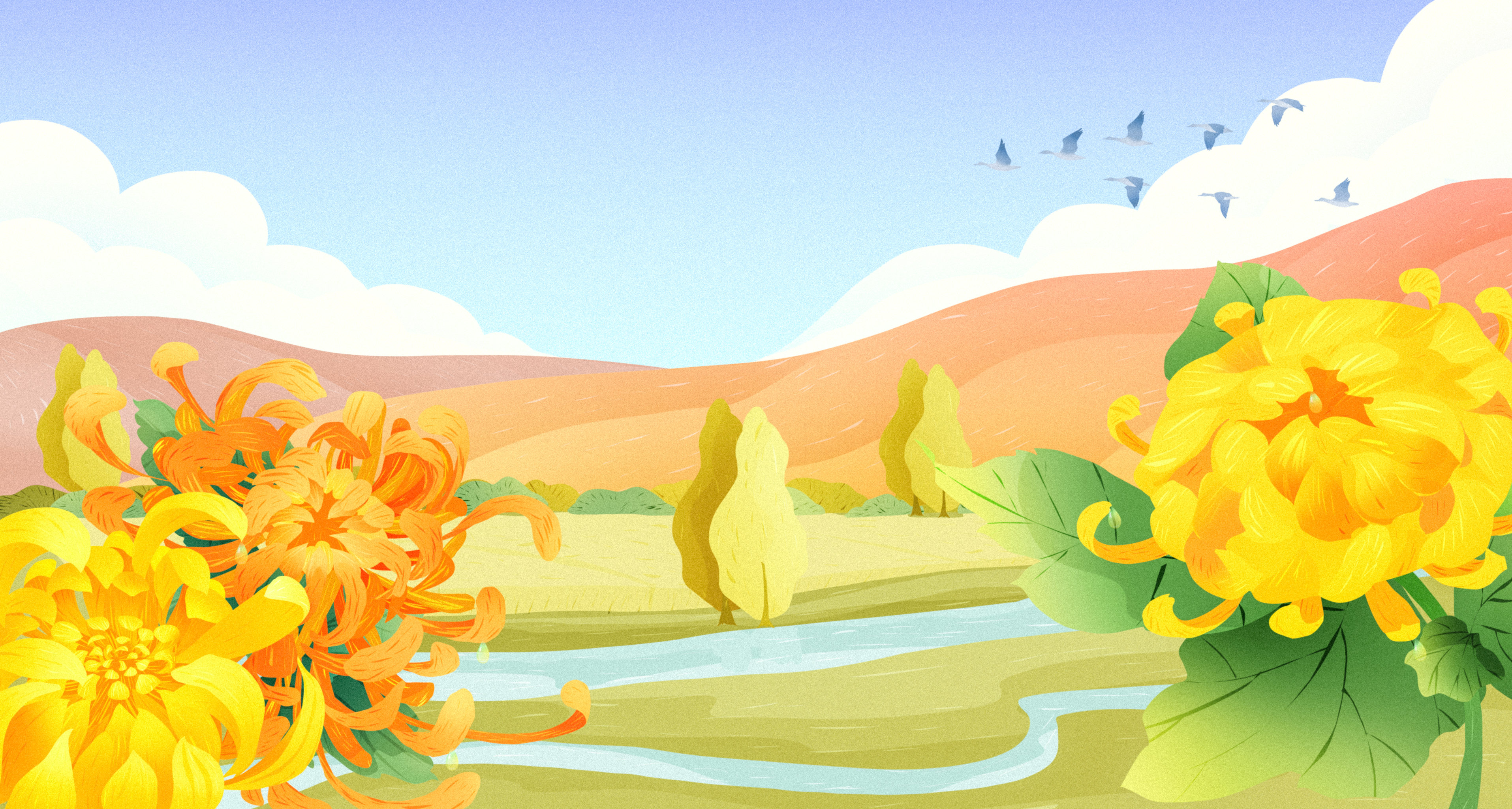 二十四节气寒露背景插画