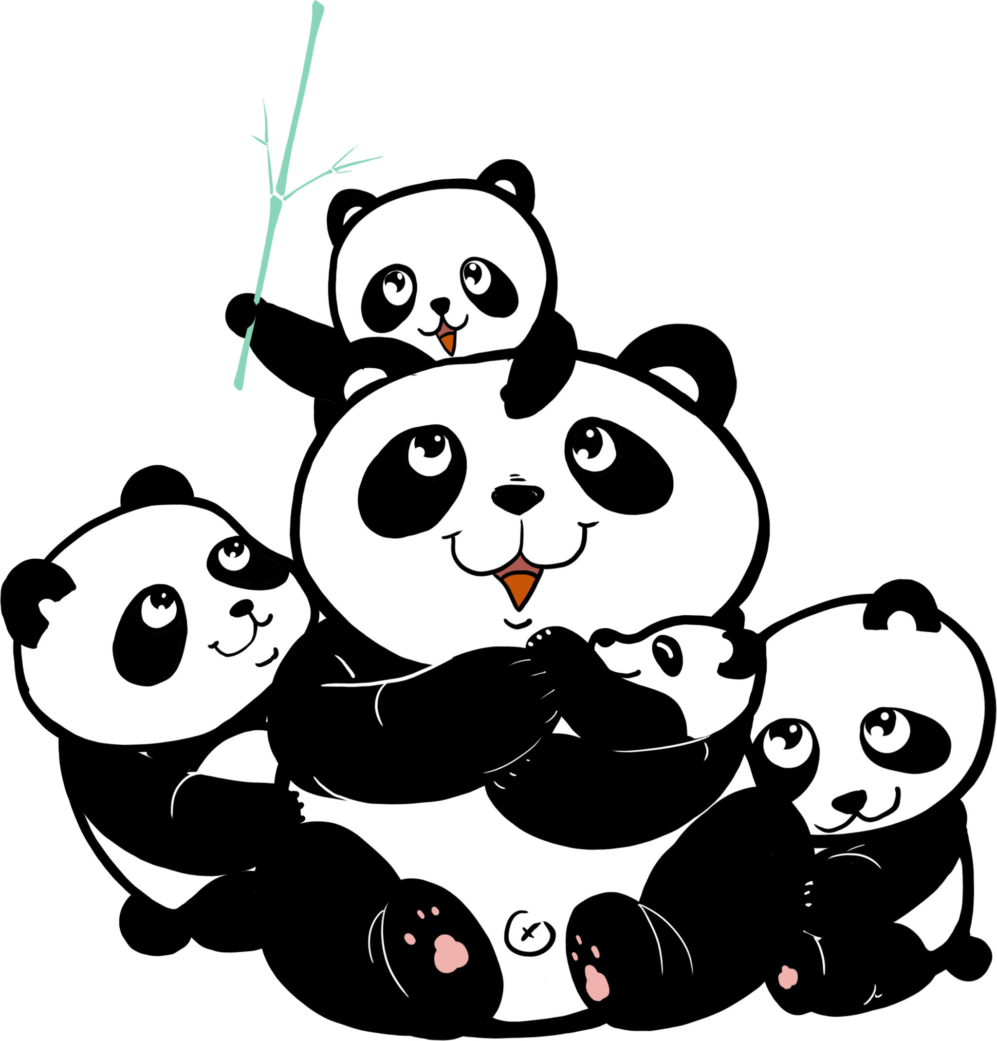 吉祥物大熊猫妈妈和她的孩子们