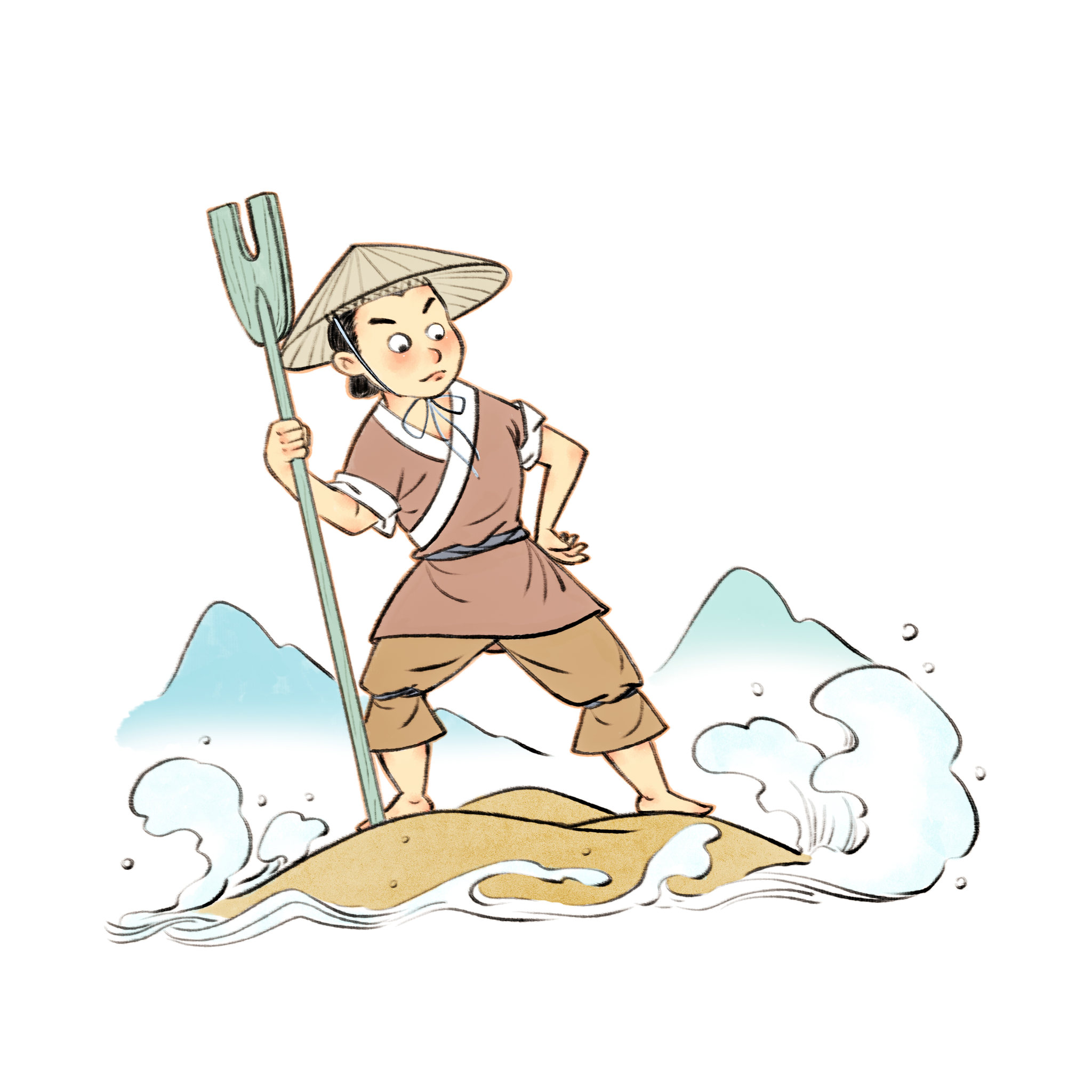 大禹治水儿童插画