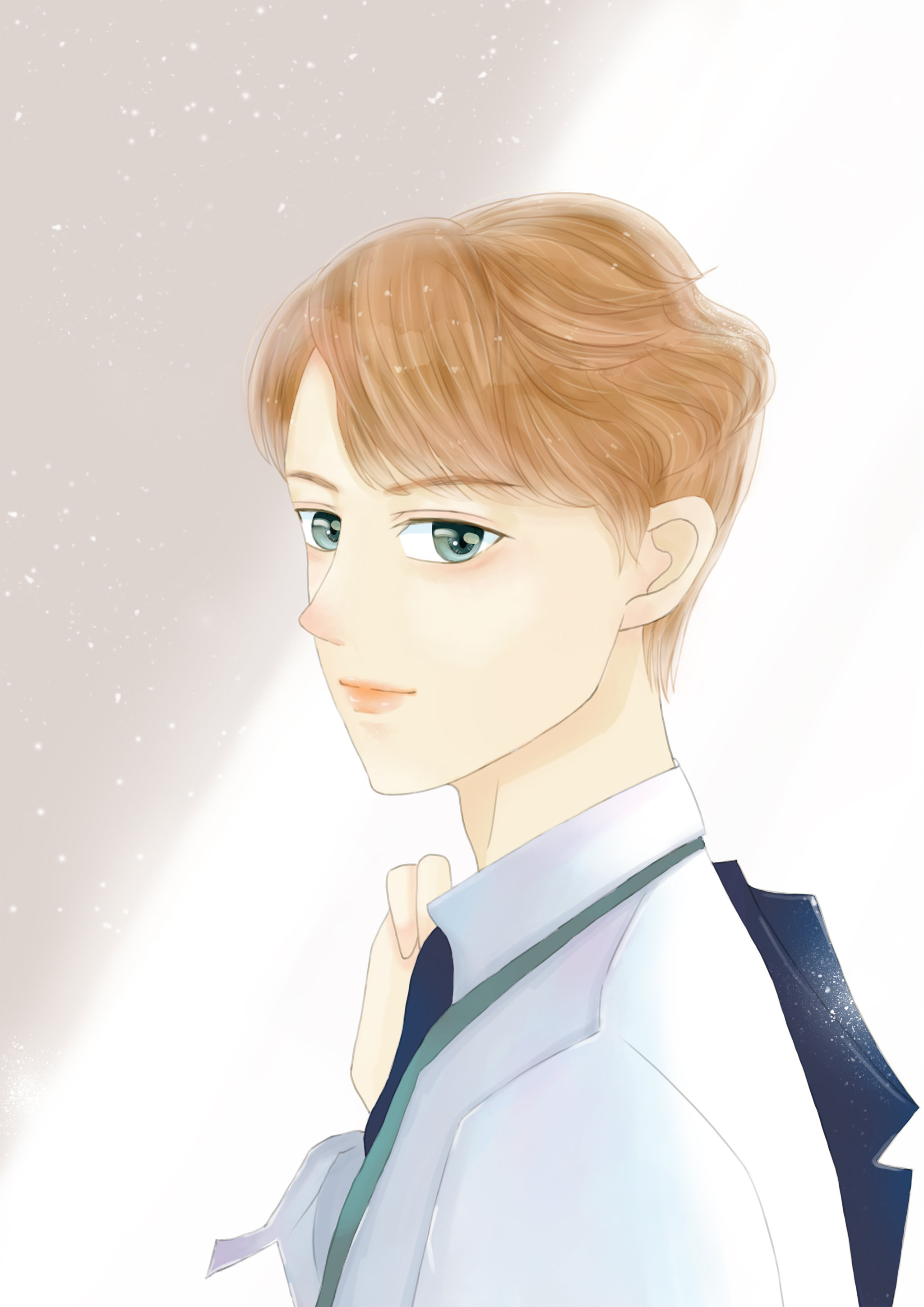 金发碧眼男白领美男帅哥通透日系头像插画