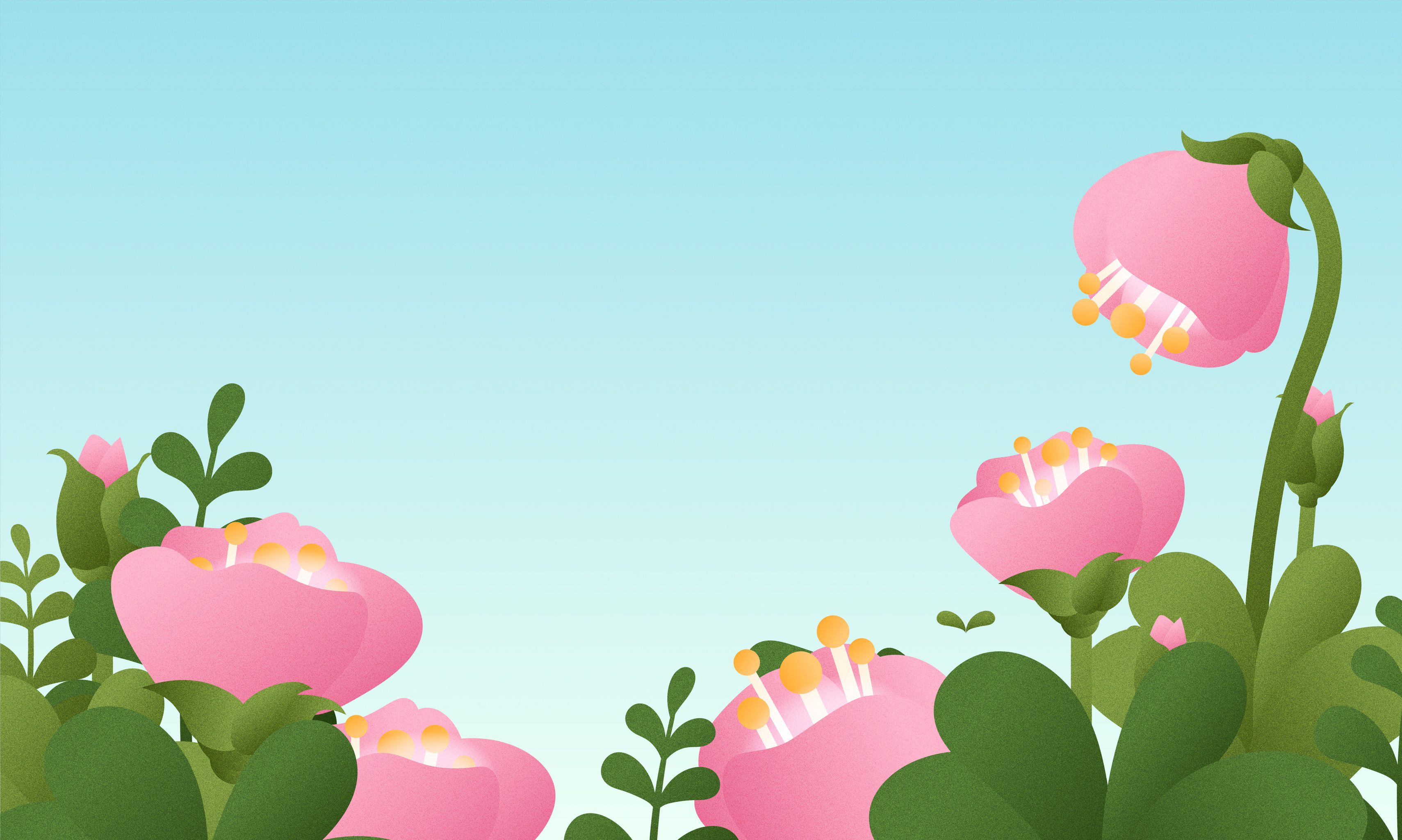 矢量扁粉色花朵