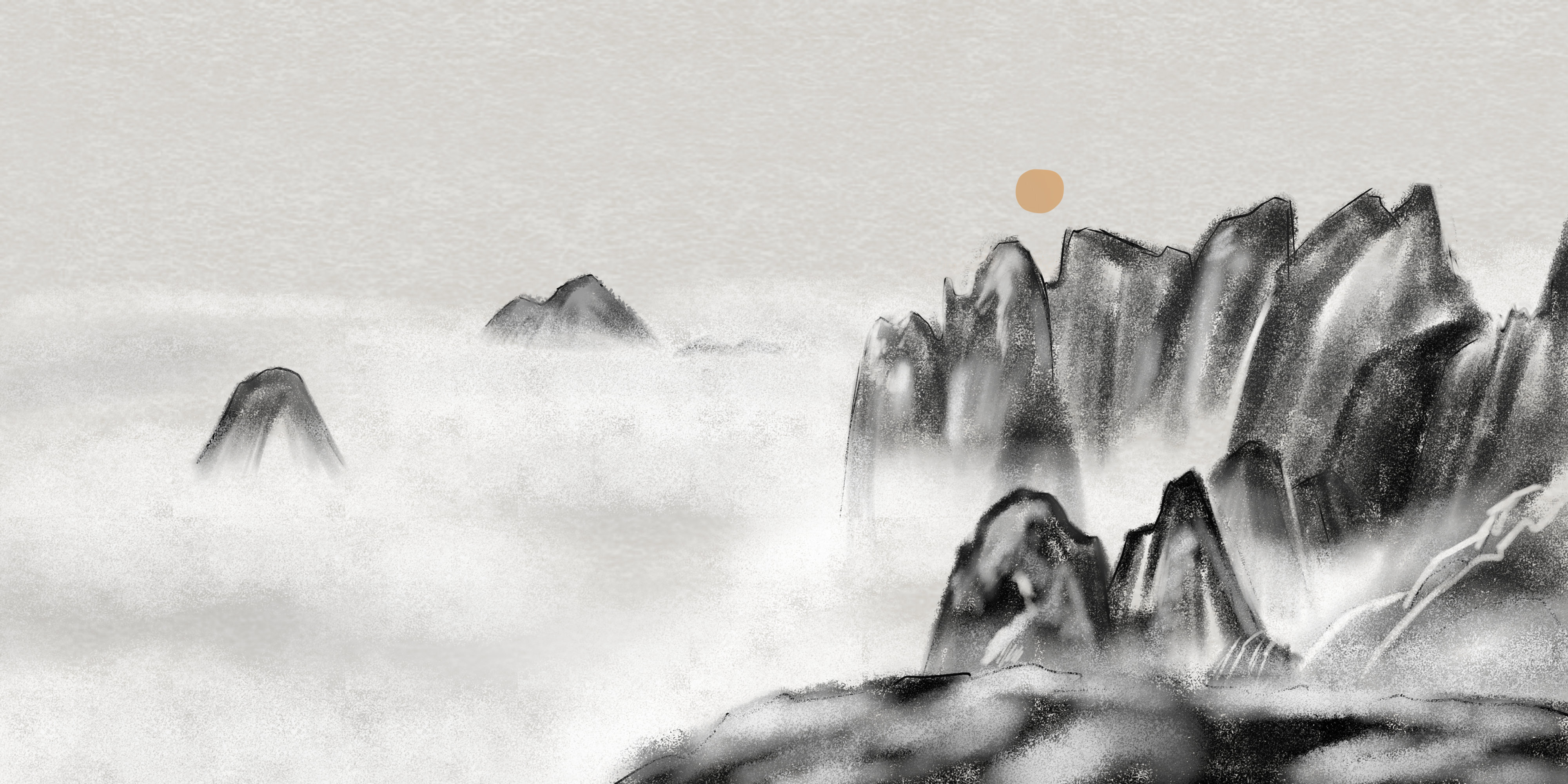 水墨山水,黄山云海 中国风景