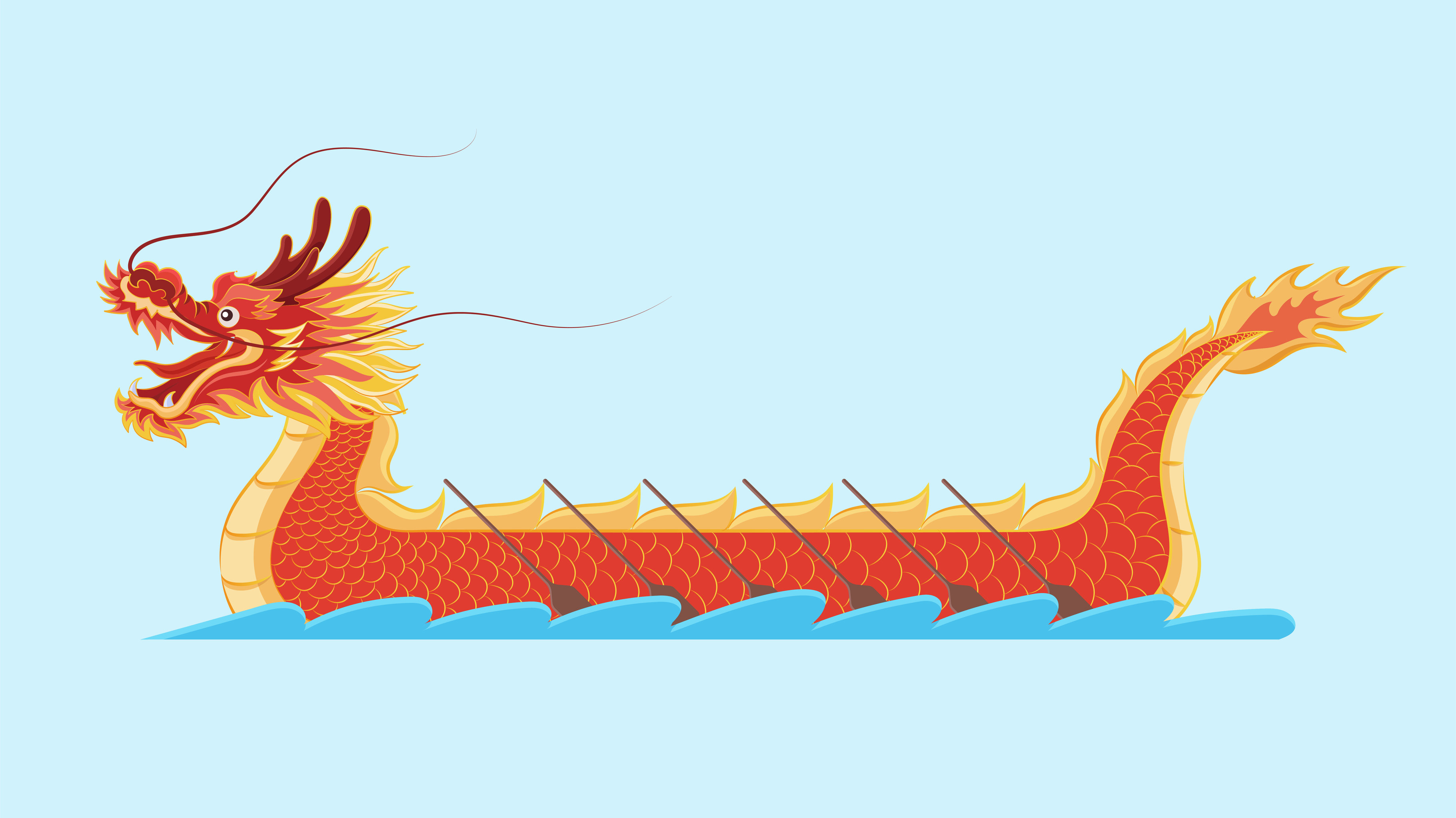 端午节赛龙舟场景展板龙矢量插画