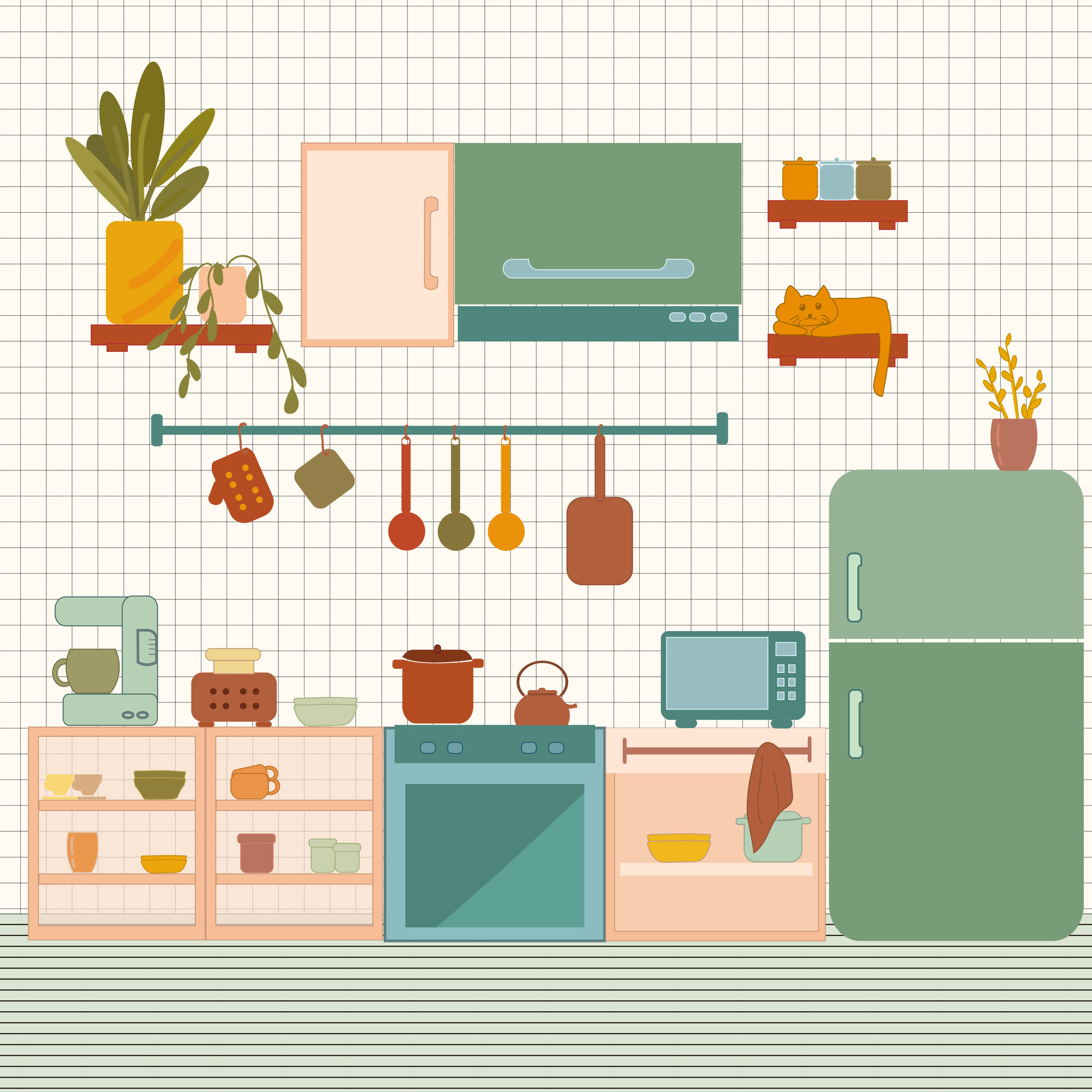 扁平风厨房 - 海岛椰椰子 - 原创作品 - 视觉中国(shijueme)