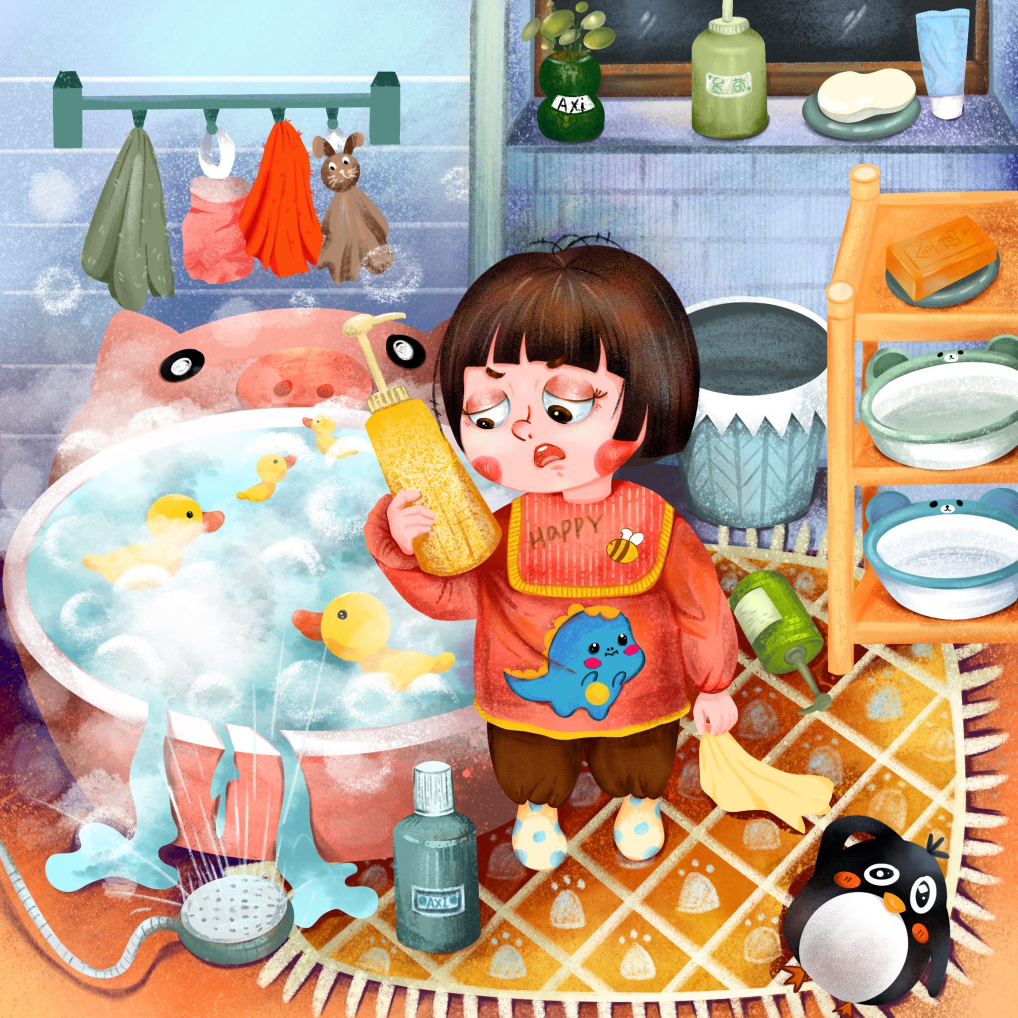 儿童插画宅家日常