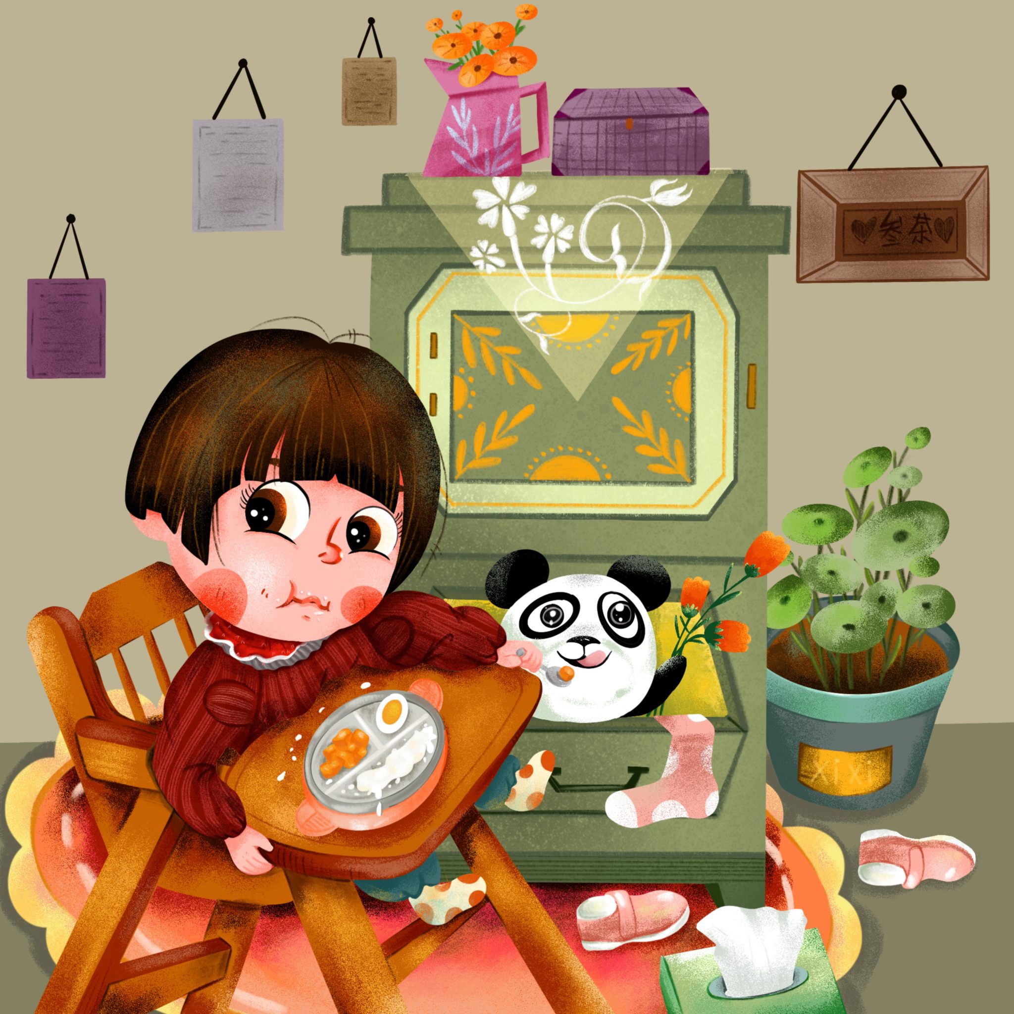 儿童插画宅家日常