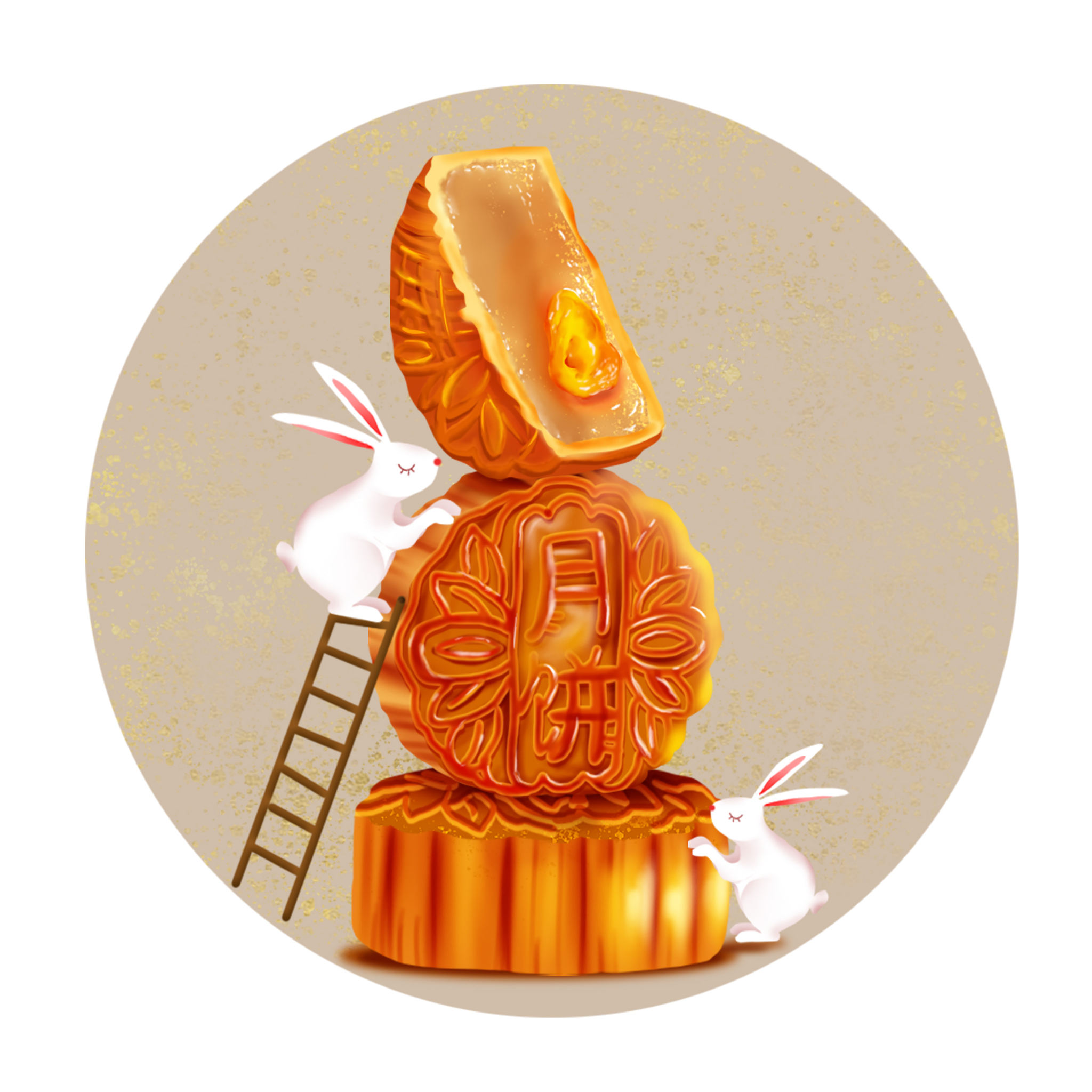 中秋节月饼创意插画