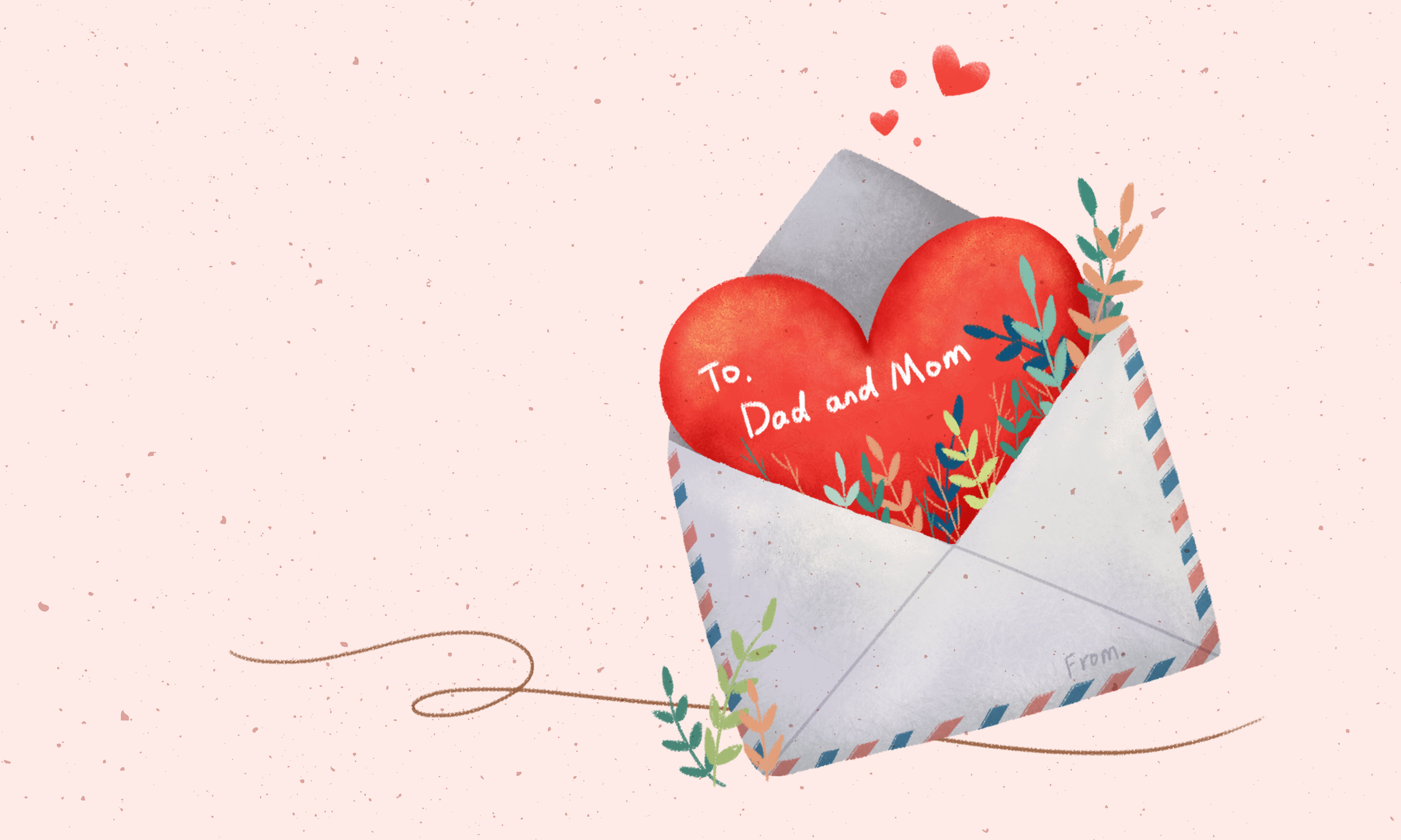 家书信封想念思念爱插画