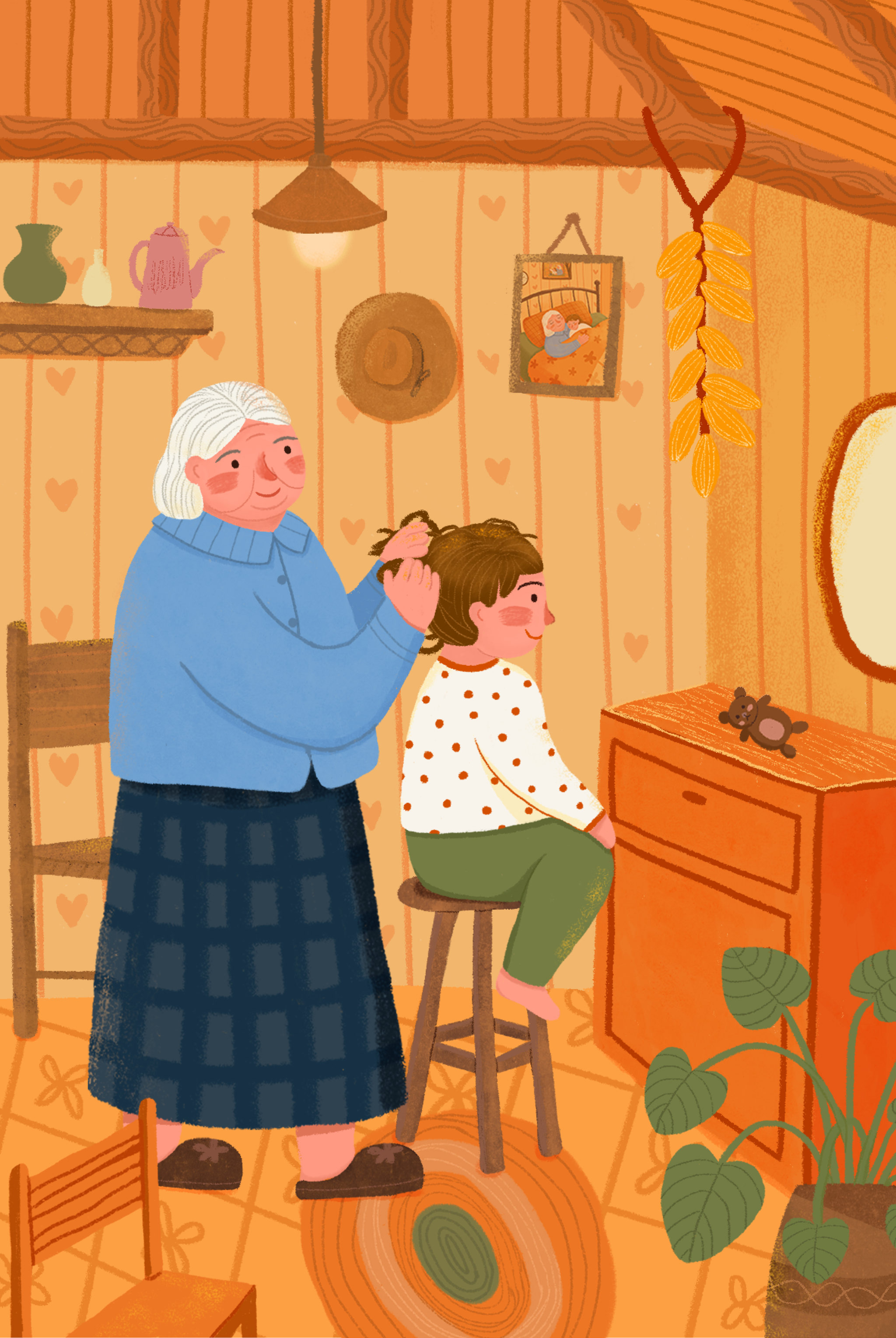 温暖亲情 外婆和小孙女之四 - 十一插画 - 原创作品 - 视觉中国