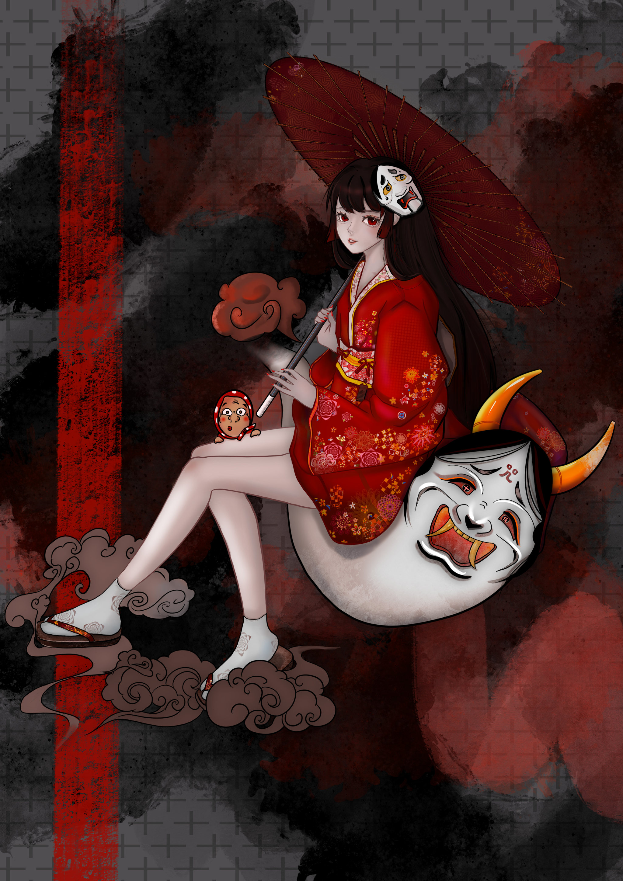 红色和服 插画  - 商业插画 |   上传时间: 2021-09-17 19:21 为ta点