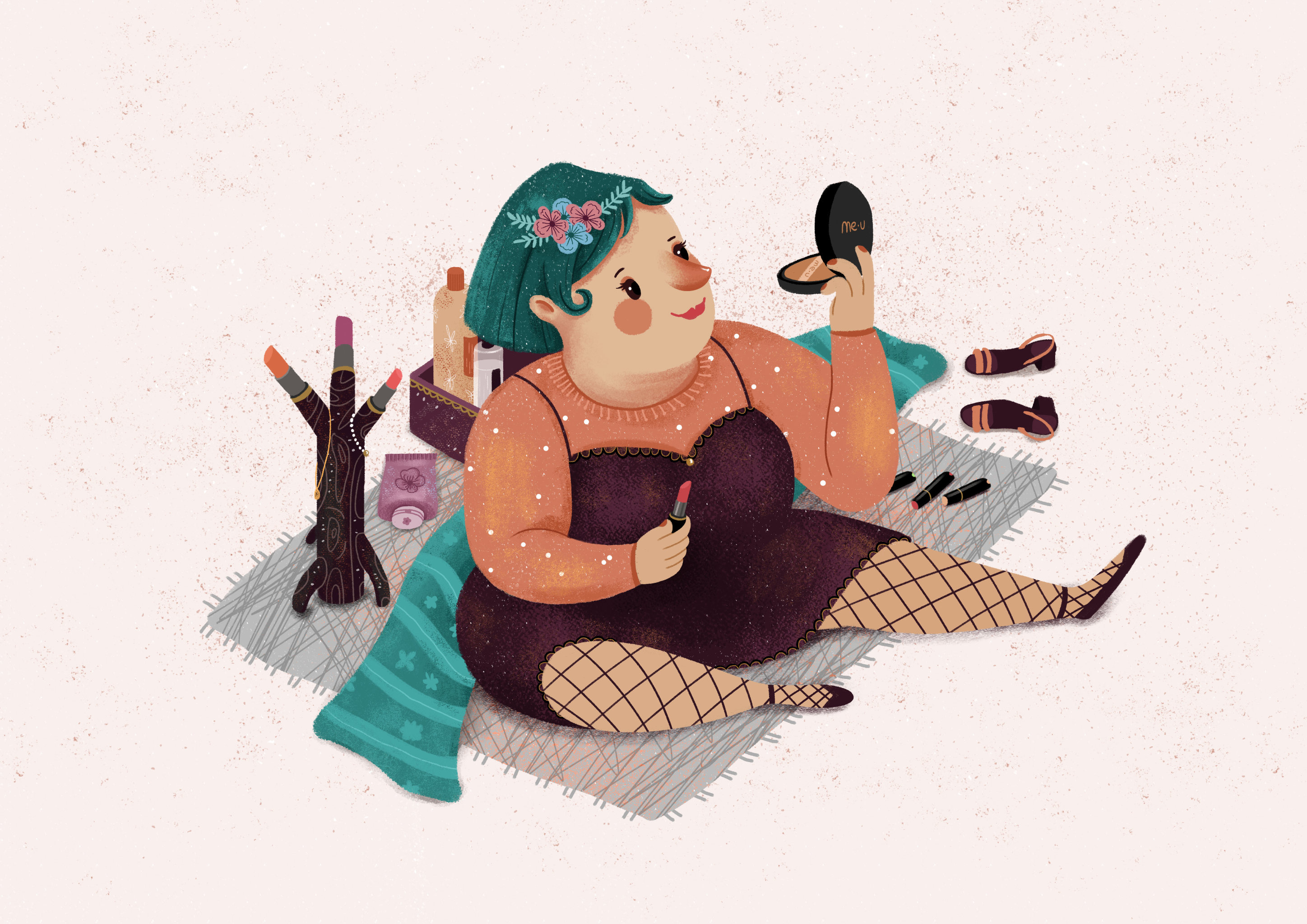 臭美的胖女孩 - 虾渔堡 - 原创作品 - 视觉中国(shijueme)