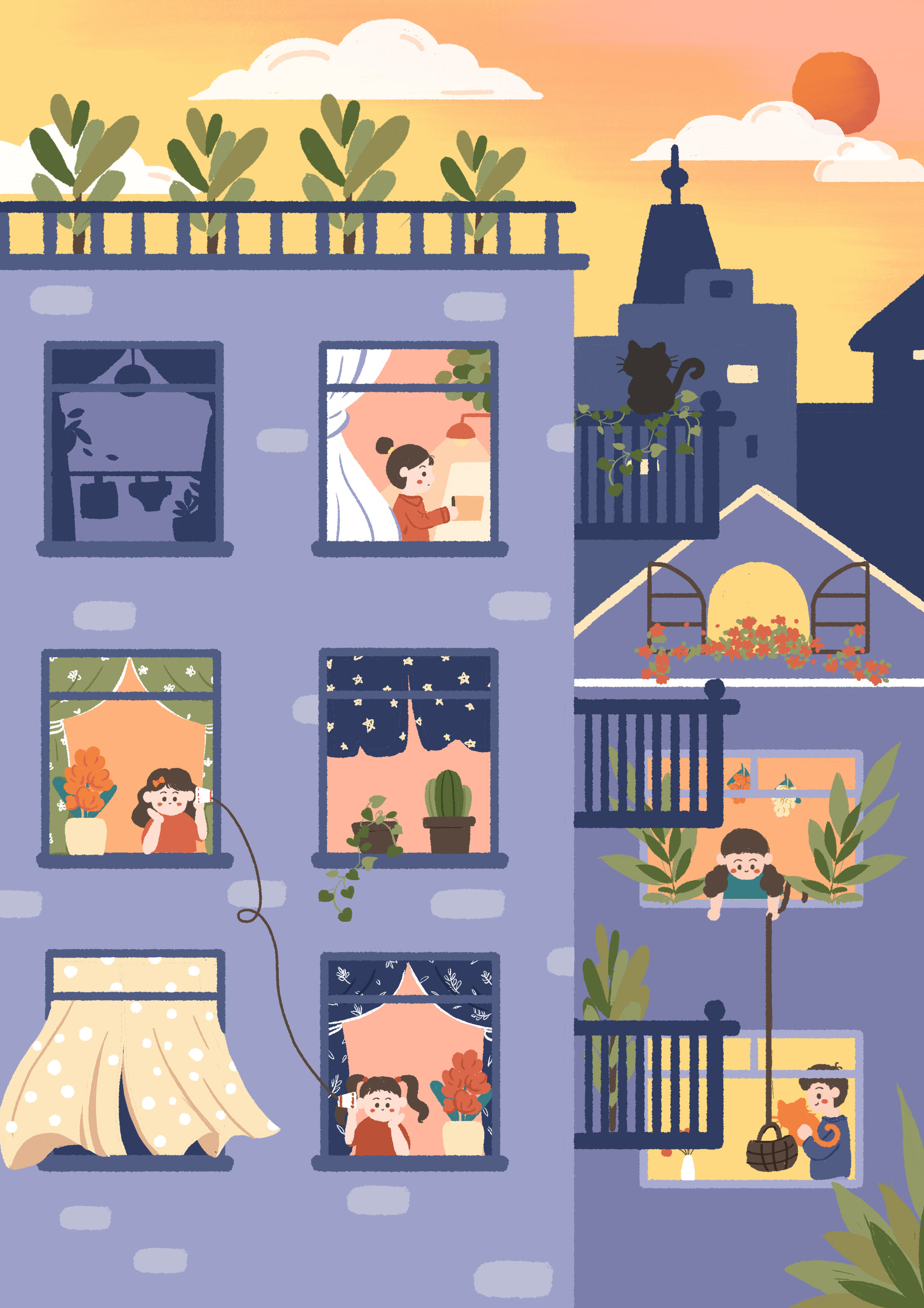 有趣的邻居插画