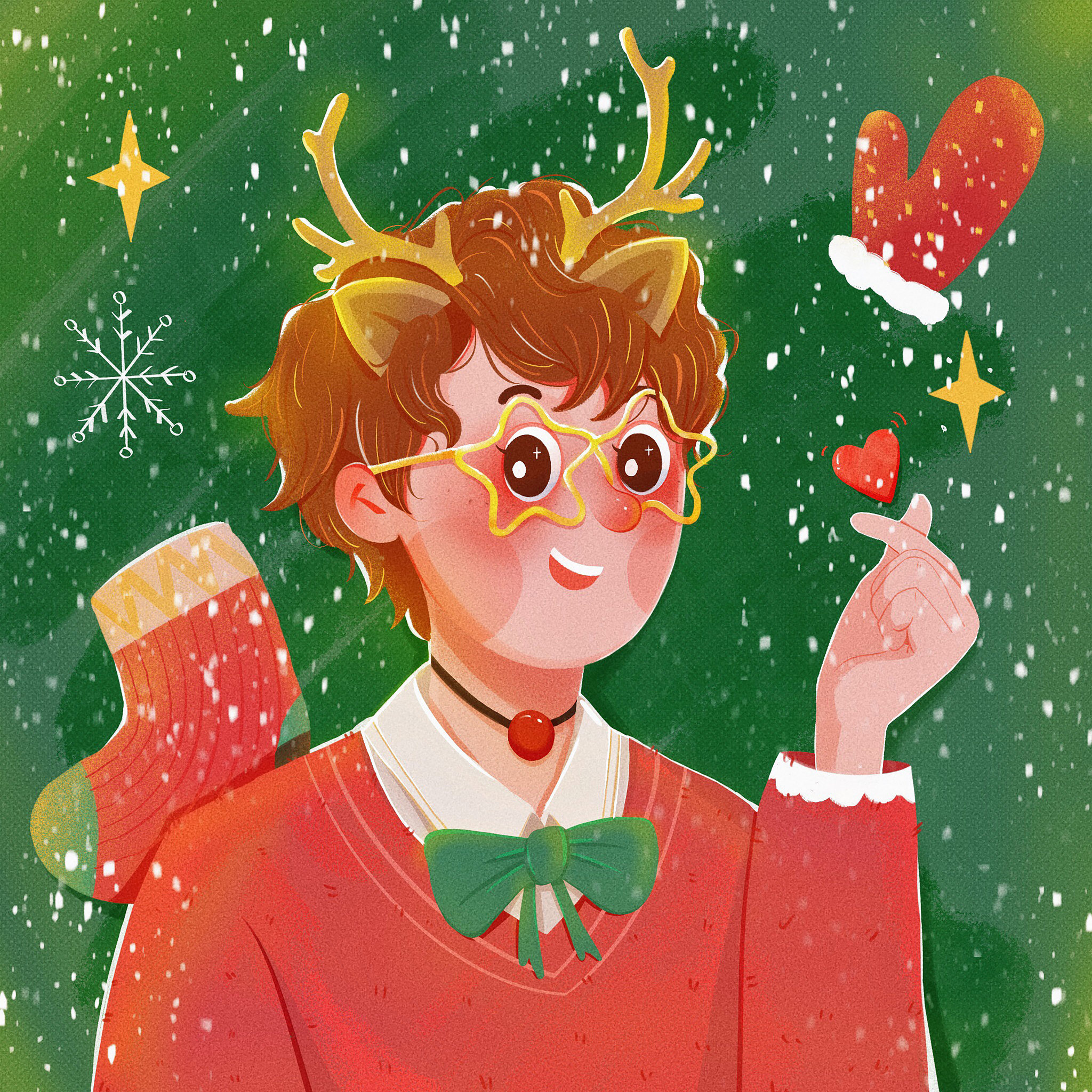 可爱男生圣诞头像 - 王大懒 - 原创作品 - 视觉中国(shijueme)