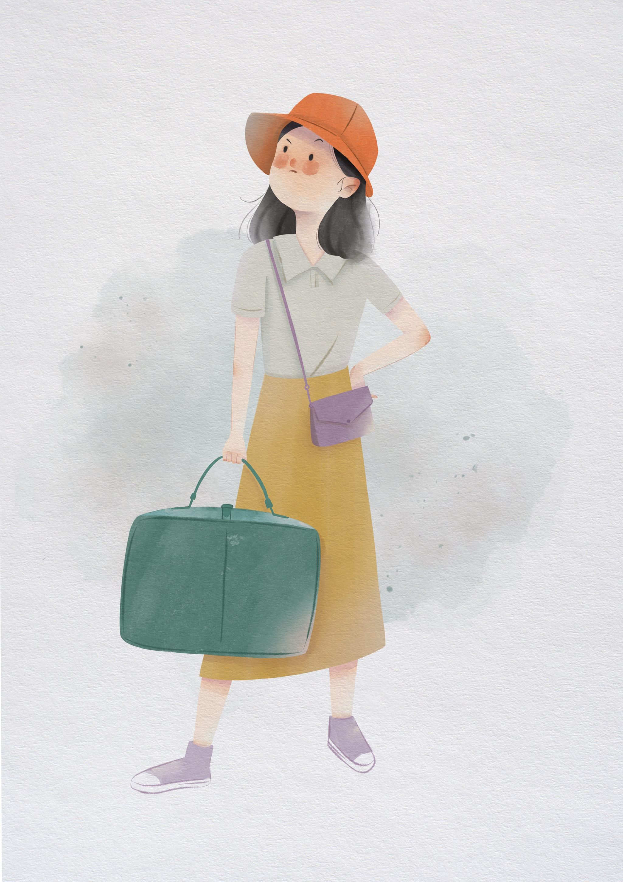 女生插画 - 小包包古灵精怪 - 原创作品 - 视觉中国(shijueme)