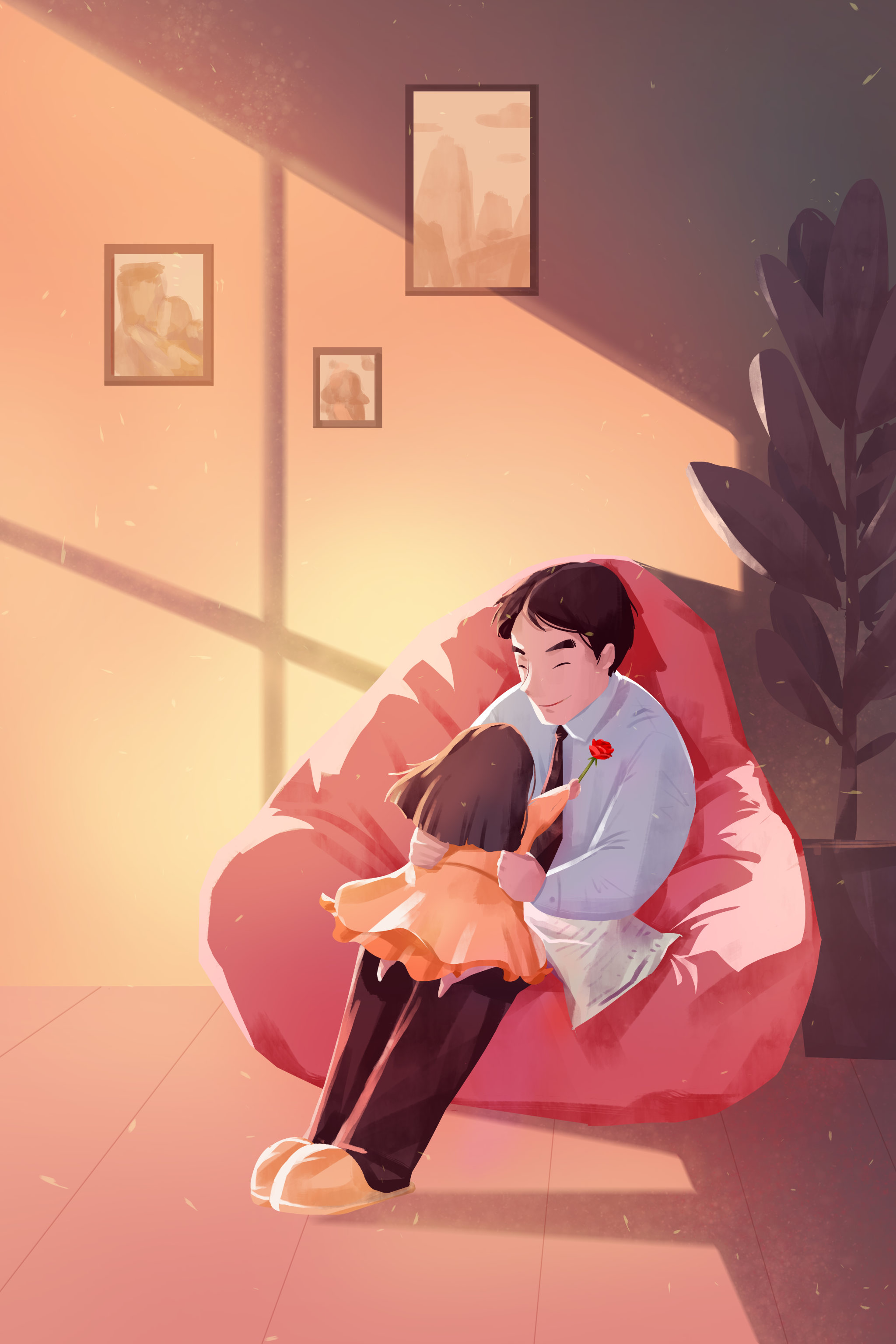 感恩父亲节亲情插画