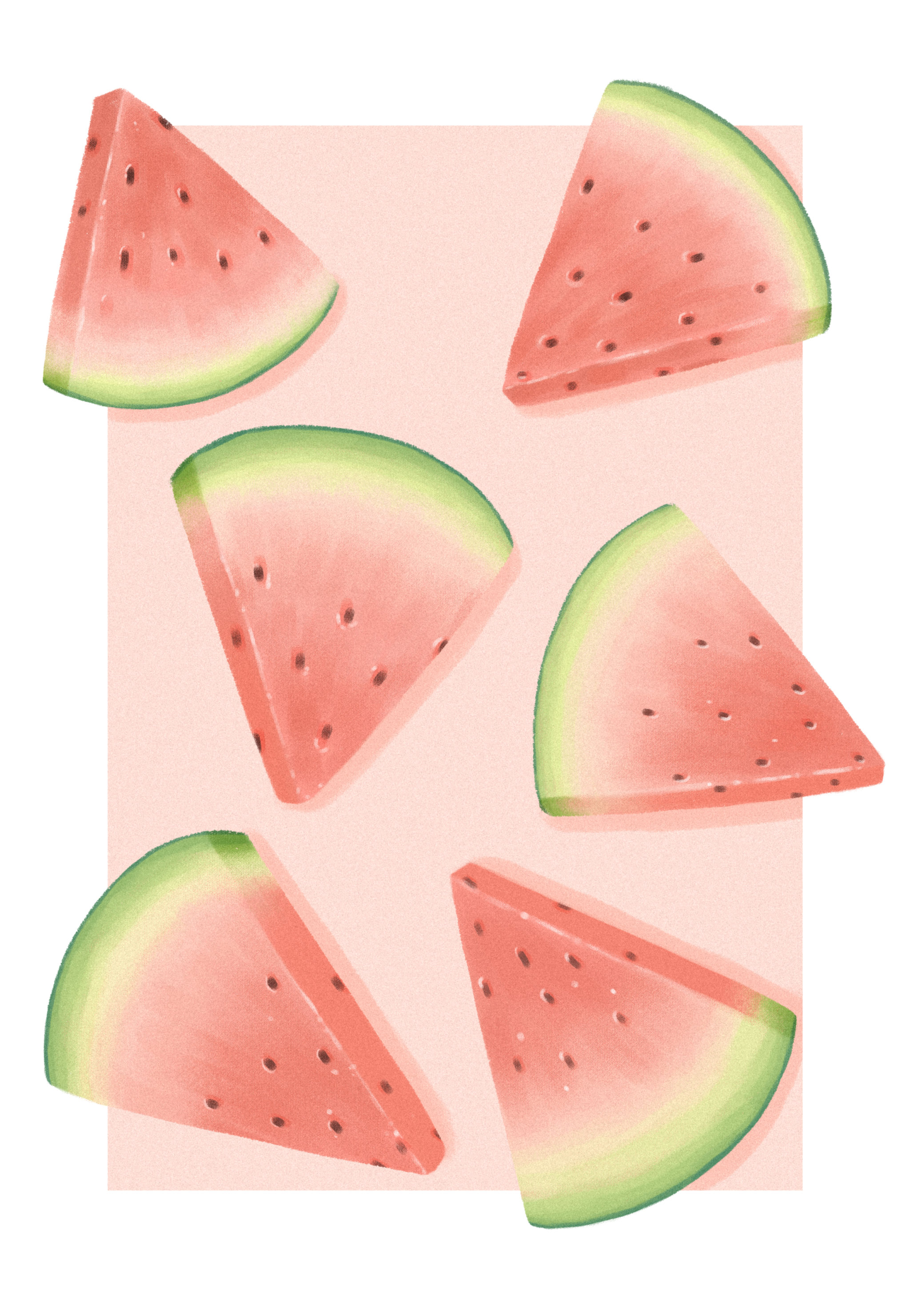 数位板绘画西瓜水果元素装饰画素材平涂插画 - 董搞搞 - 原创作品