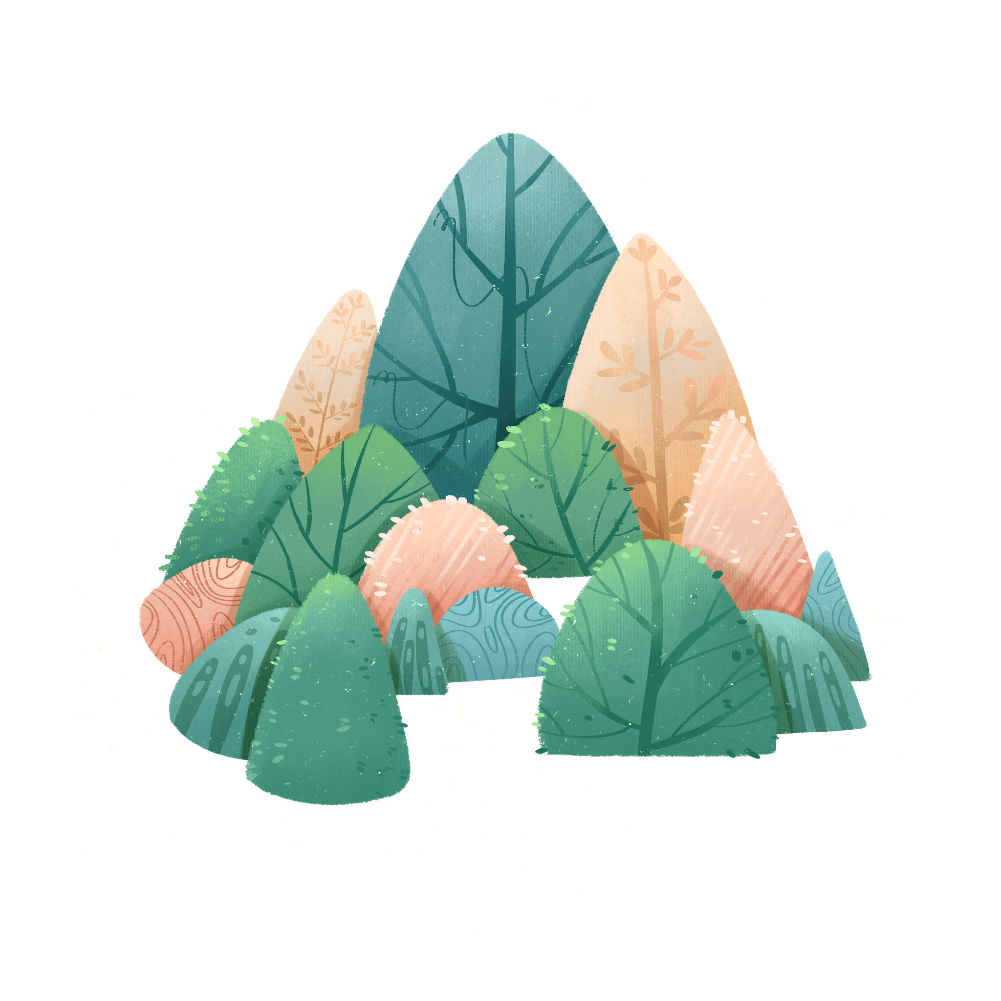 平涂风板绘商业插画绘画森林小景绘本插画