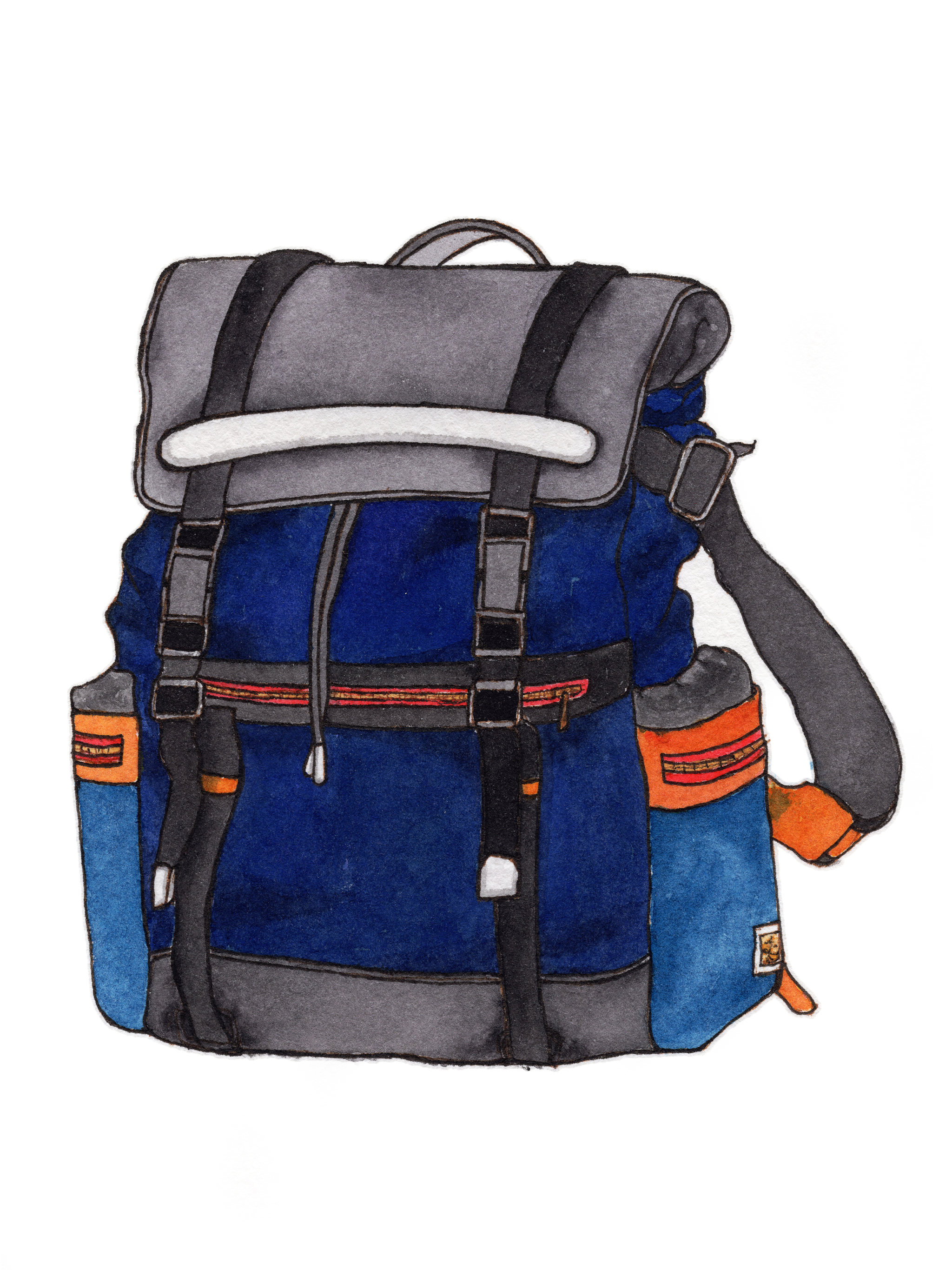 手绘水彩钢笔淡彩背包素材元素插画 - 董搞搞 - 原创作品 - 视觉中国