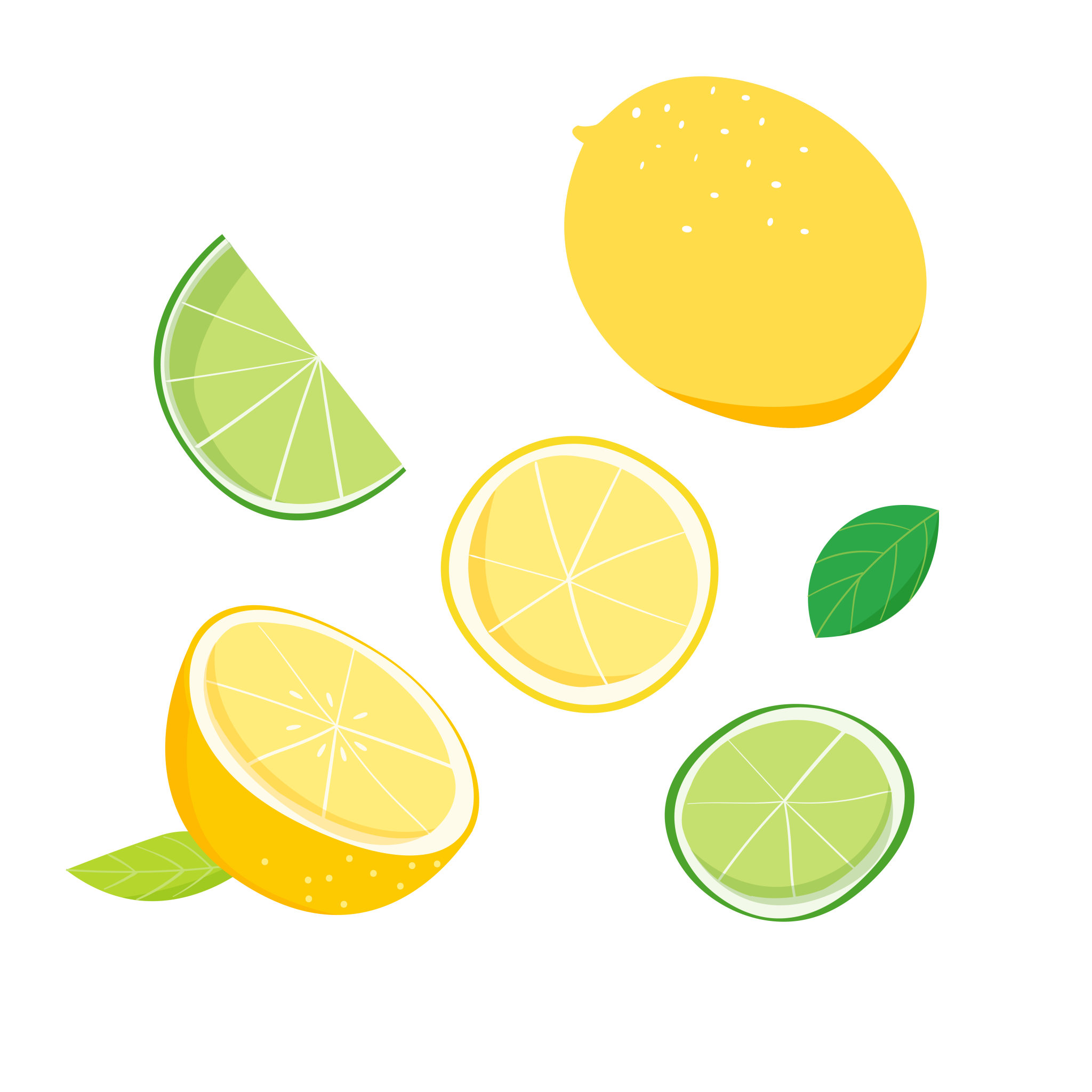 清新柠檬矢量水果插画元素