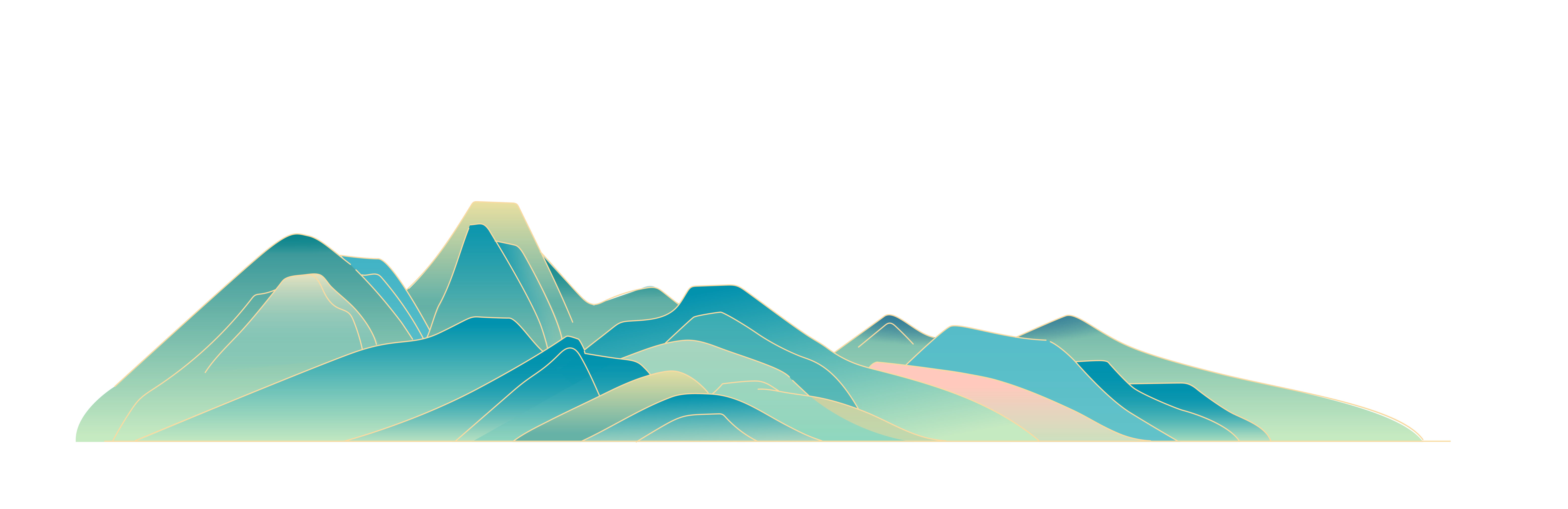 国潮风山脉矢量插画图案元素