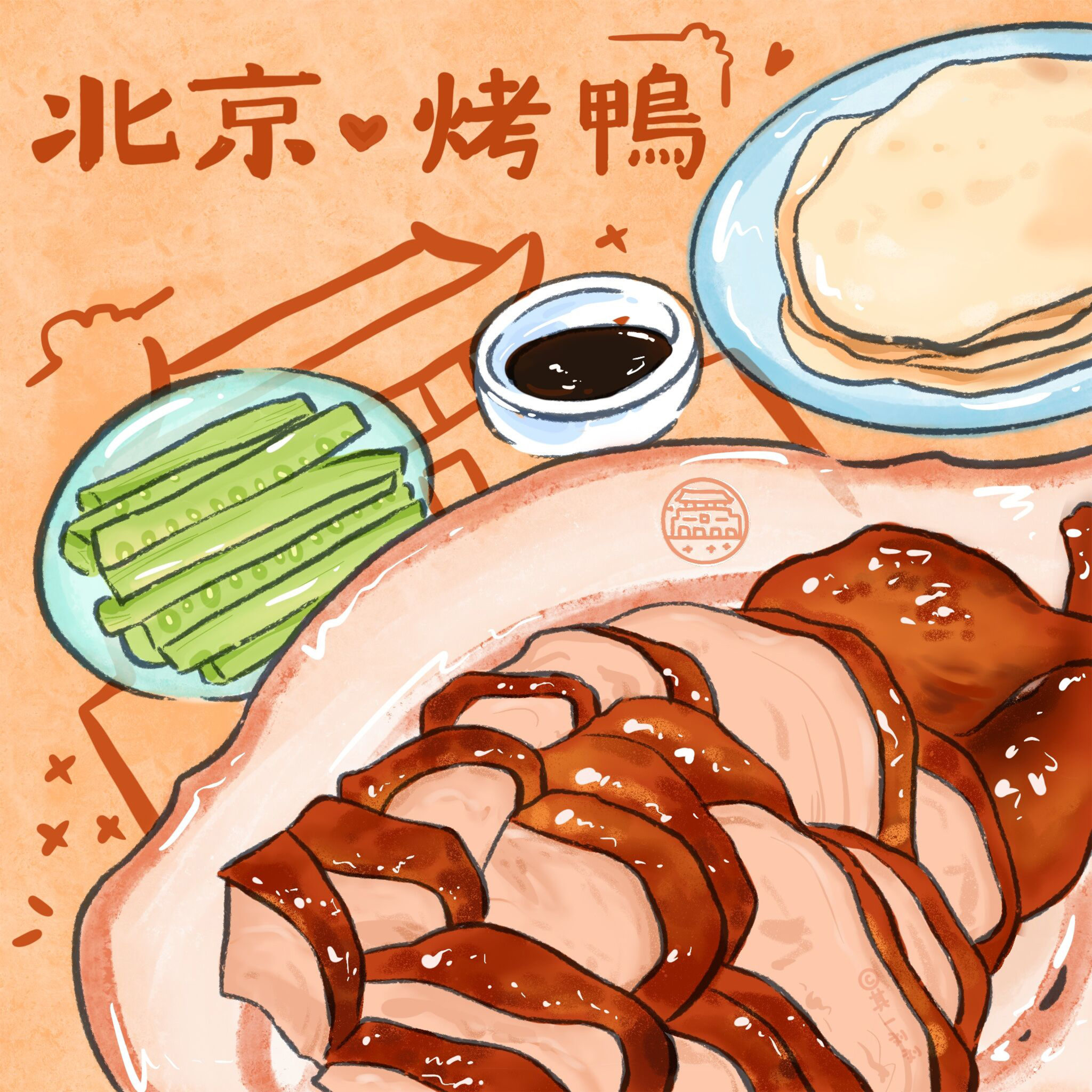 北京烤鸭简笔画 儿童图片
