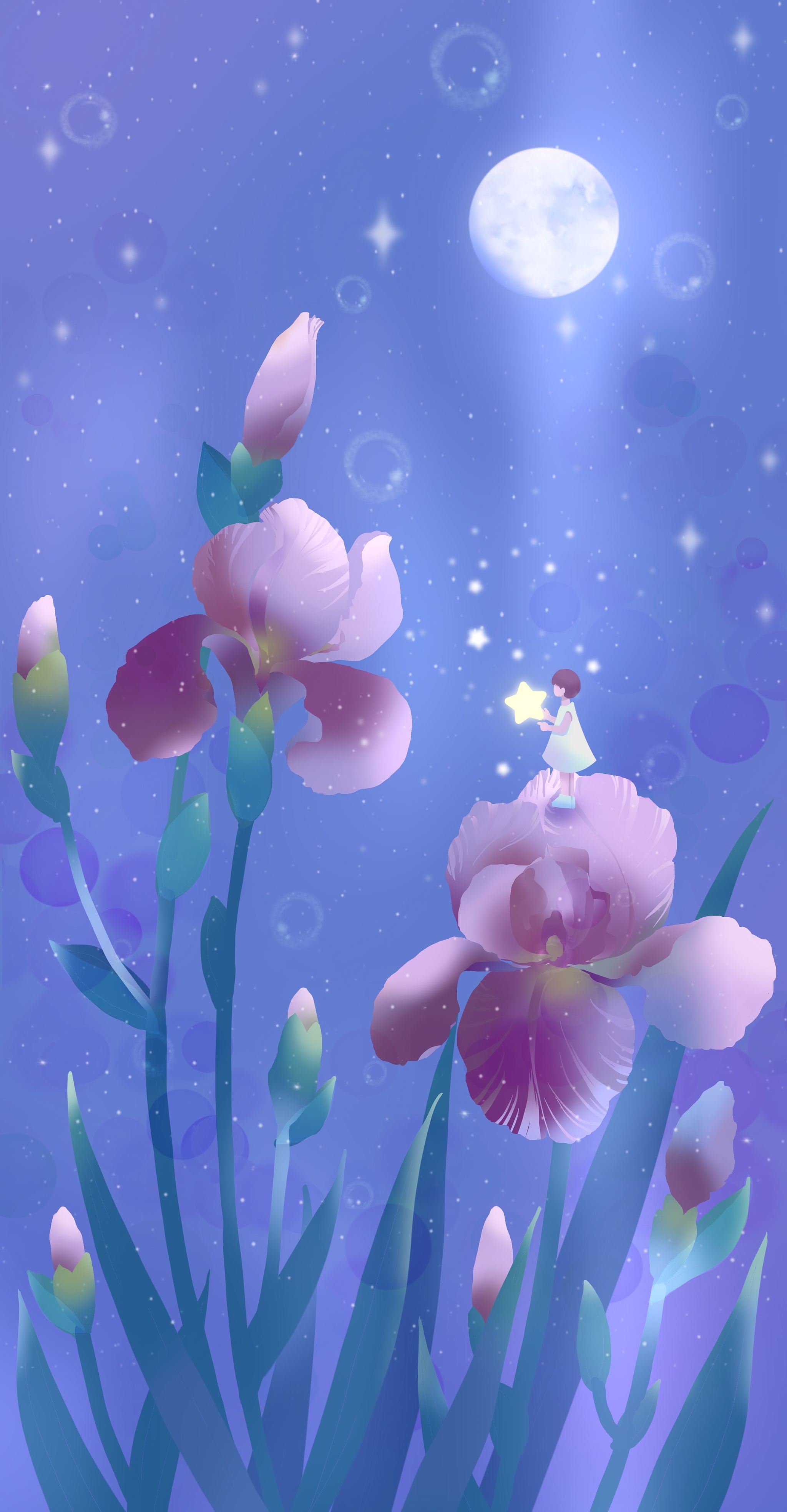 月光下的鸢尾花 唯美